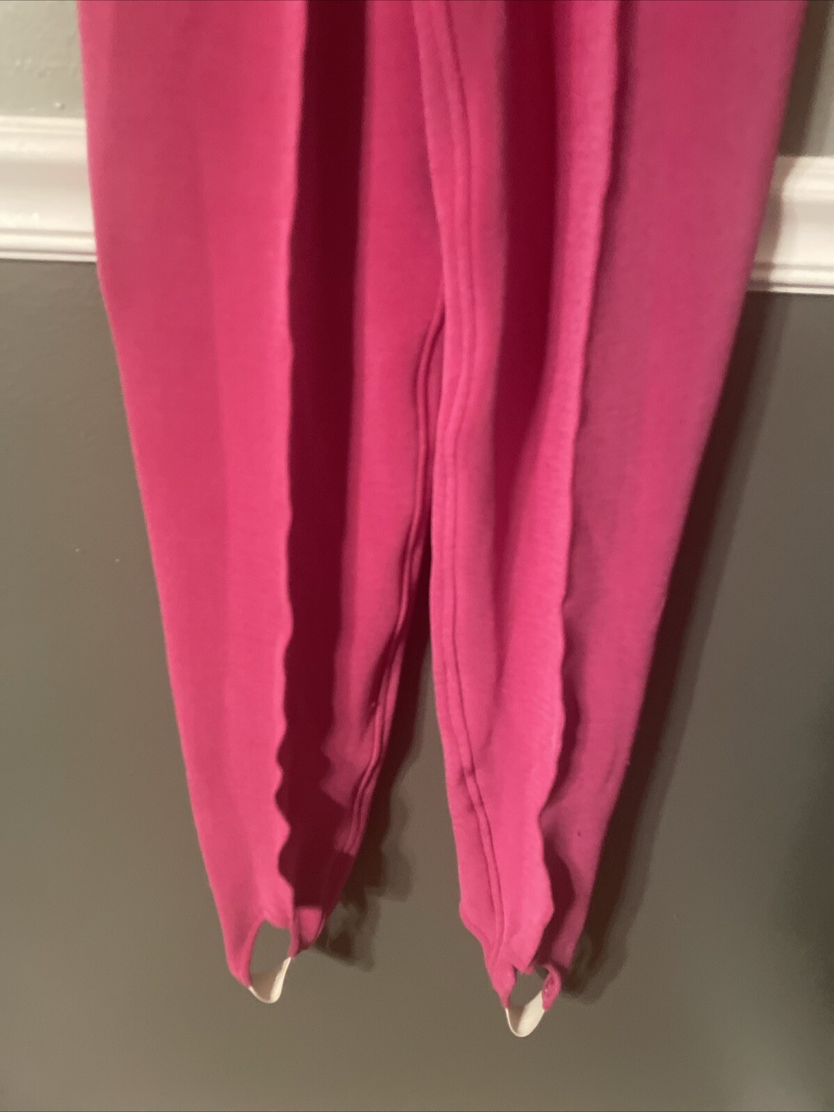 Vtg Tadaski Hot Pink Zippered Jumpsuit Shoulder pads And Stirrups Size S Rare