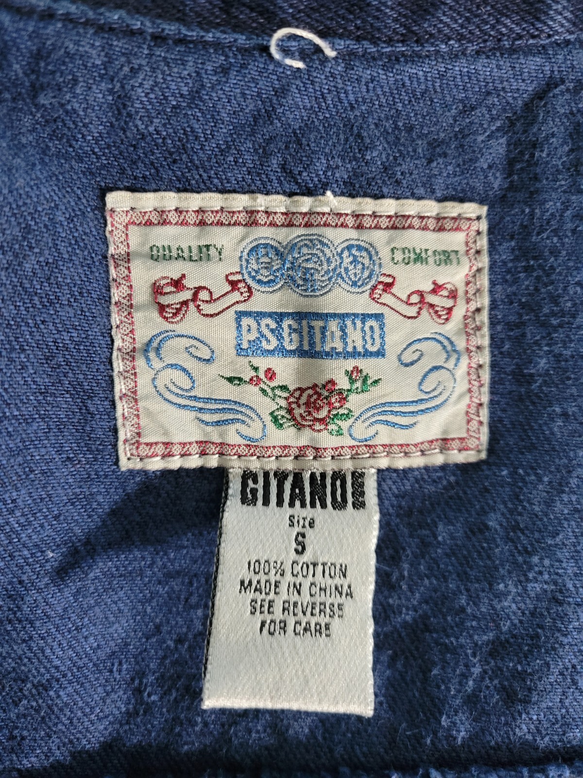 Vintage PS Gitano Dark Blue Sleeveless Denim Vest Size Small