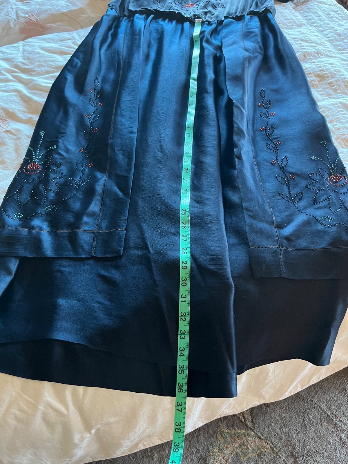 Antique 1910’s 1920’s dress M-L exquisite beading blue silk