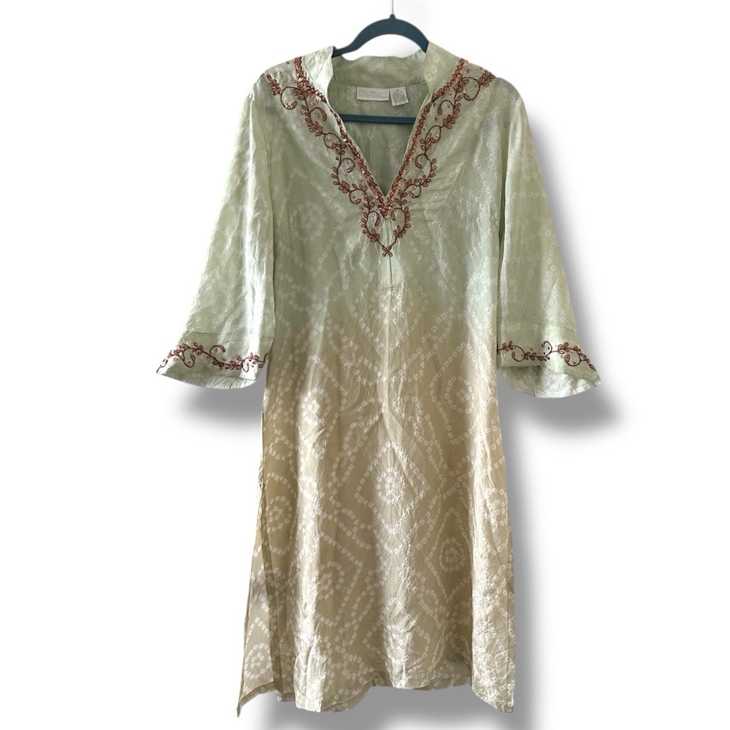 Vintage Soft Surroundings Silk Ombre Embroidered Sequin Tunic Women’s Sz Medium