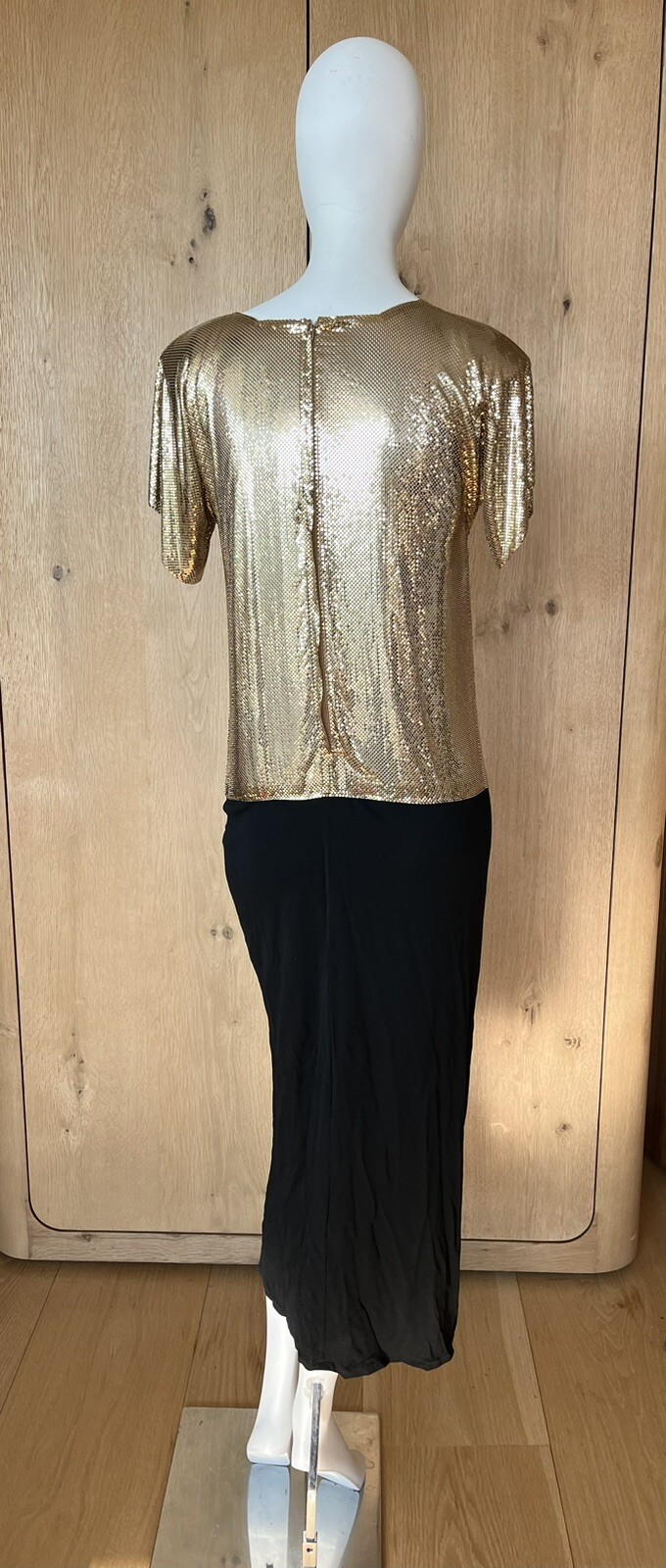 Vintage 1970s Metal Mesh Ferrara Gold Chainmail Dress Lindissima San Juan Small