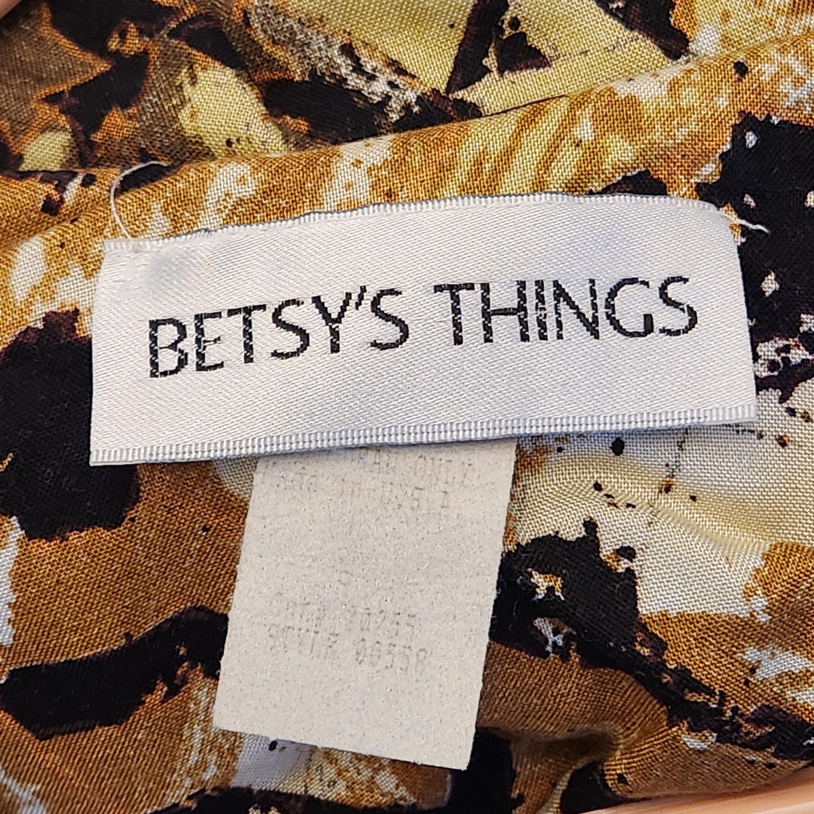 Vtg 80s Betsys Things Abstract Geometric Print Maxi Shirt Dress Brown Tan Black