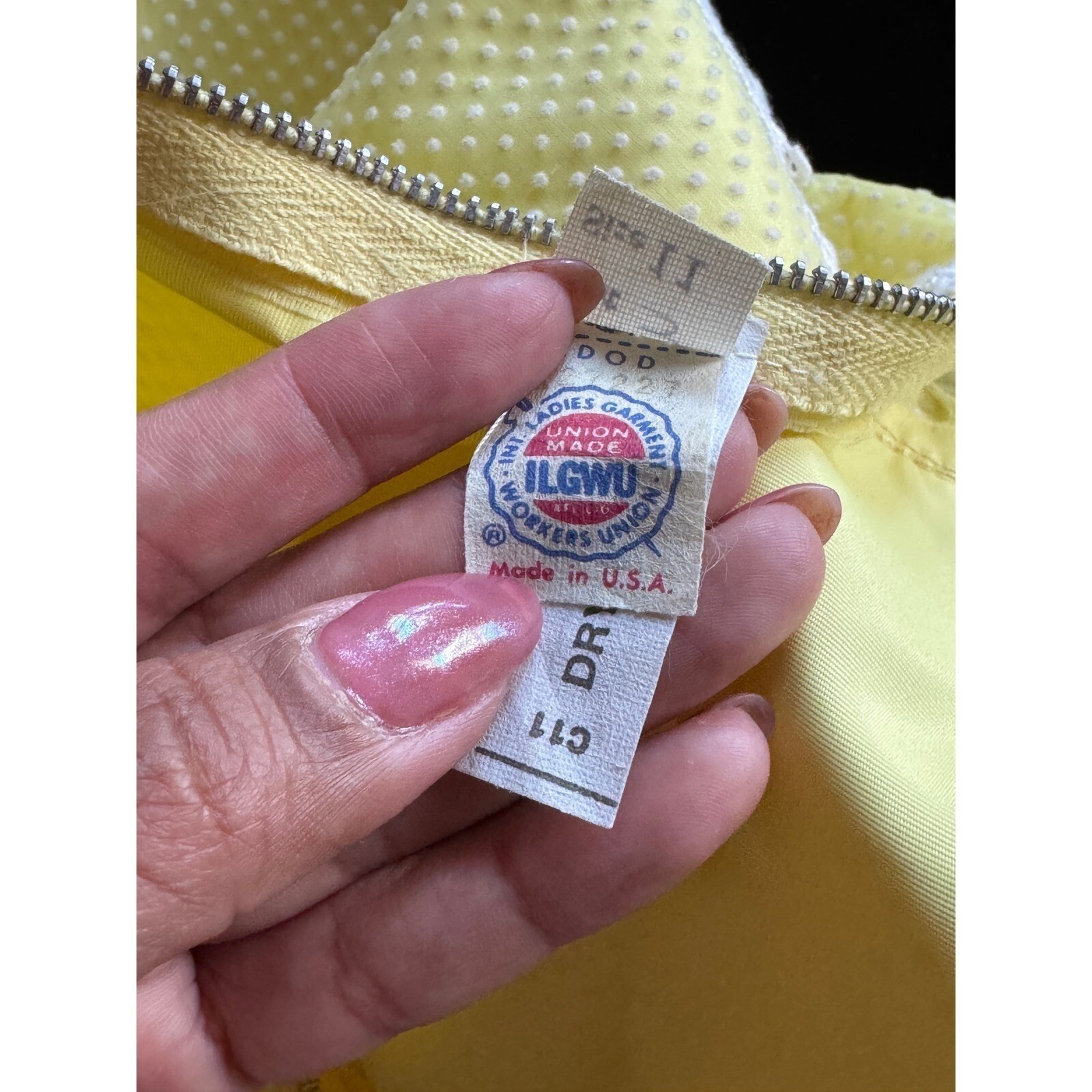 Vintage 70s Yellow Swiss Dot Lace Maxi Dress ILGWU Union Made Boho Prairie Sz 11