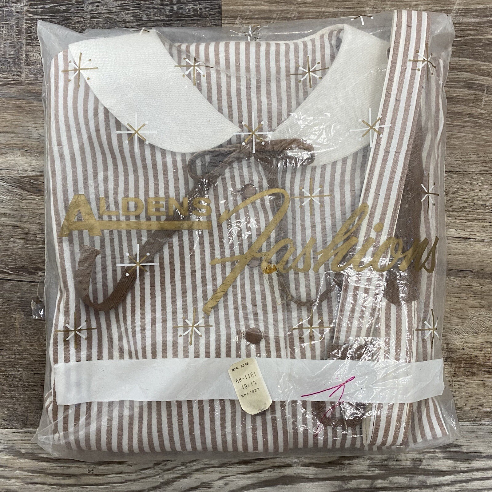 1950s Aldens Fashions Vintage Seersucker Striped Dress Medium NOS Malt Shop