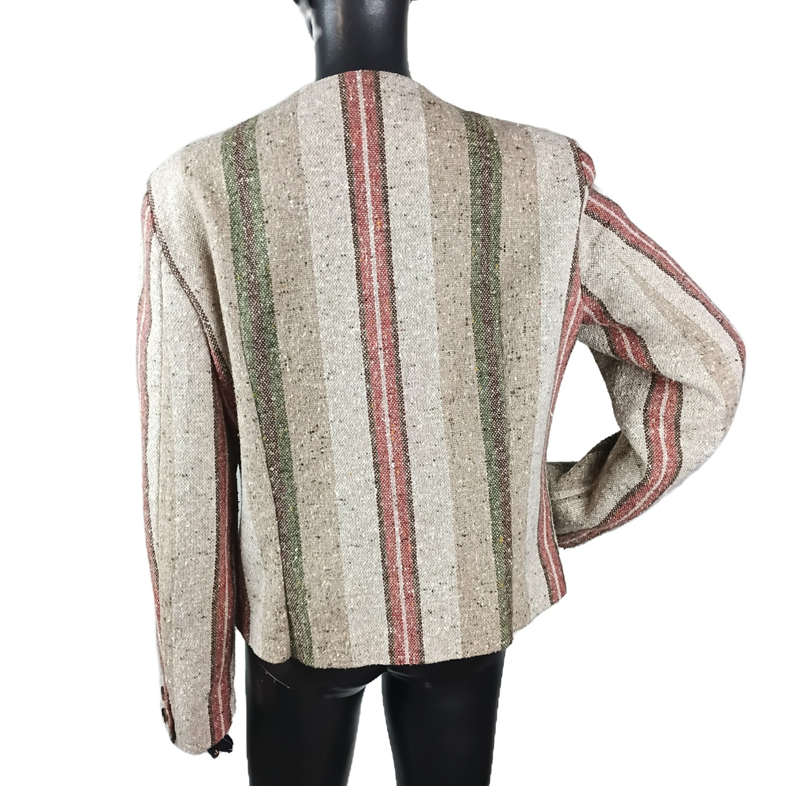 VTG Legend’s Vertical Striped Wool Collarless Blazer Jacket Women’s Size 18 Reg