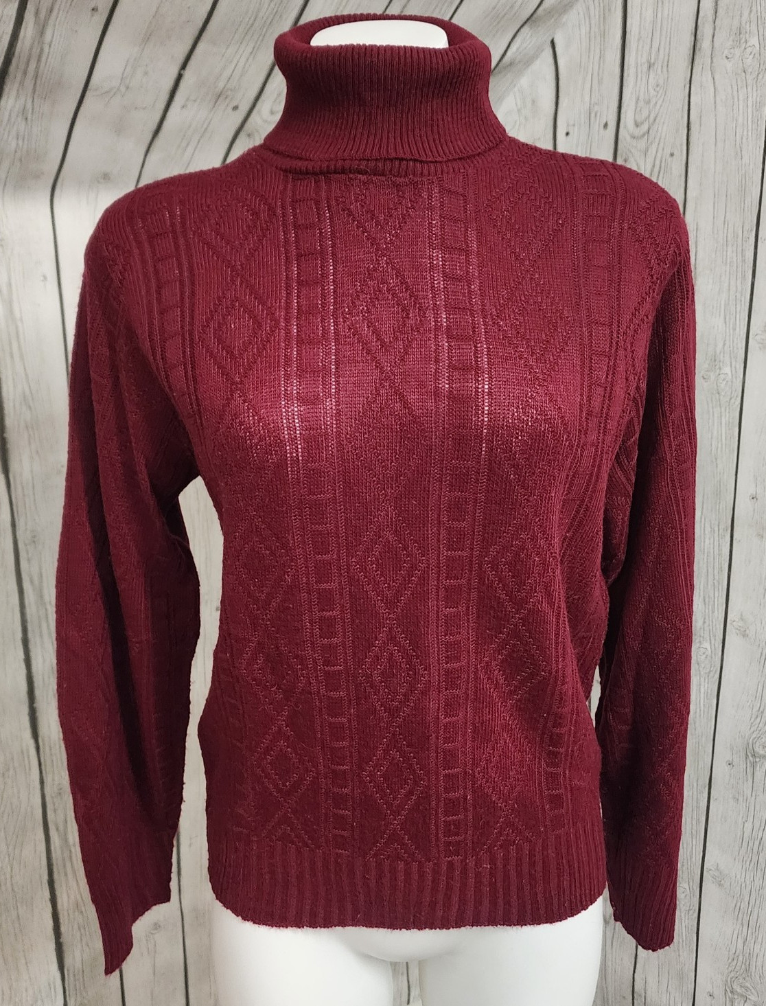 VTG Brentwood Sportswear Flexacrylic Maroon Turtleneck Sweater 70s-80s M Retro