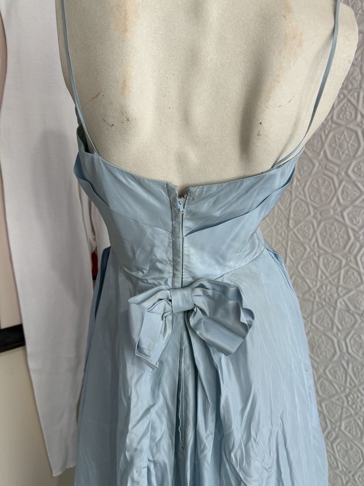 vintage 1950s gown baby blue taffeta bridesmaid prom small xs prom dress bridal