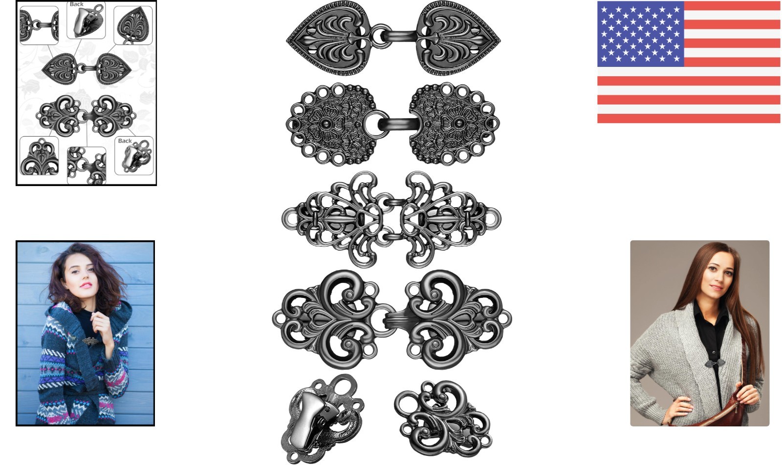 Multi-functional 4 Pcs Vintage Collar Clips – Enhance Your Wardrobe Effortlessly