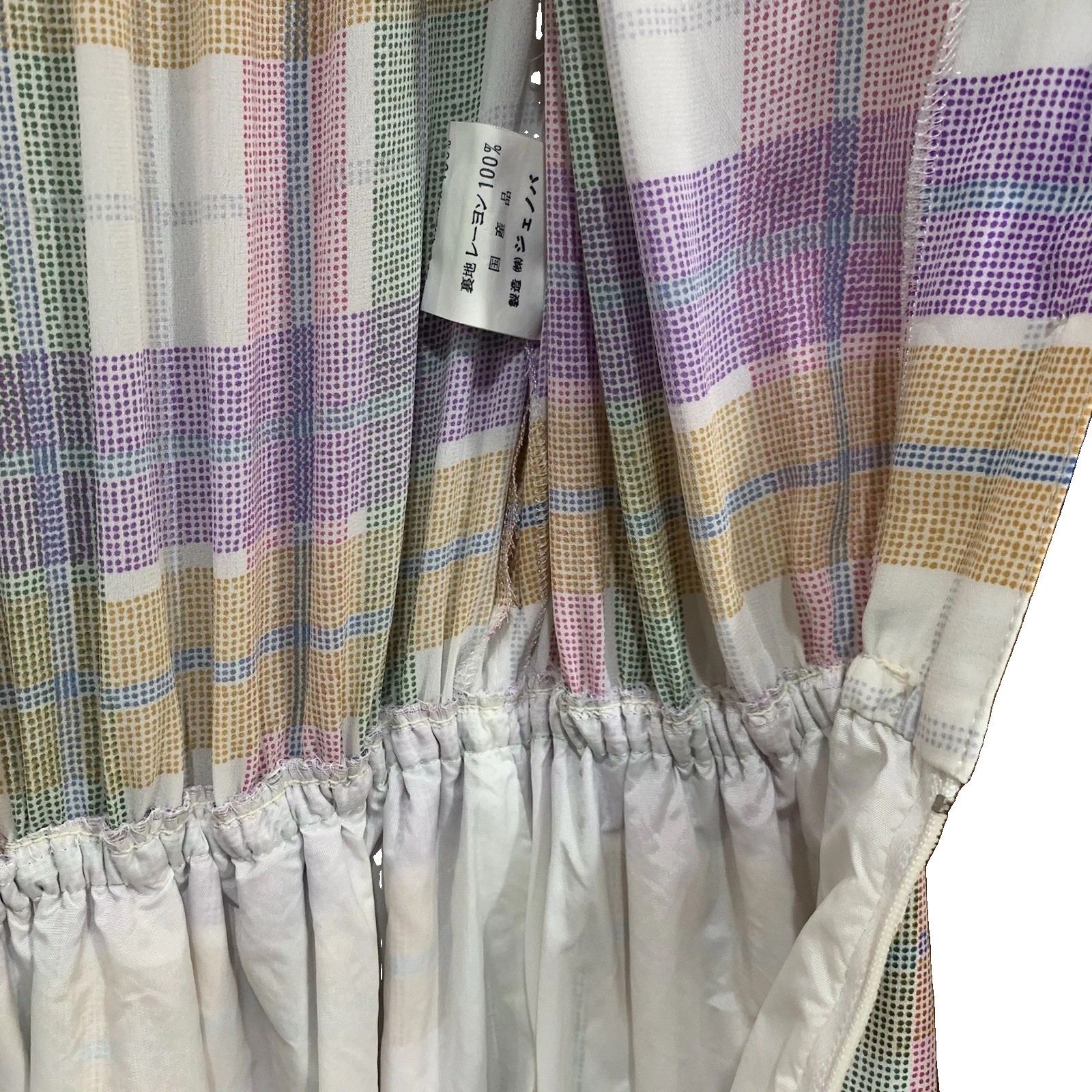 VTG 80s Japanese GENOVA Pastel Plaid Midi Dress Made in Japan Anchor Showa Retro