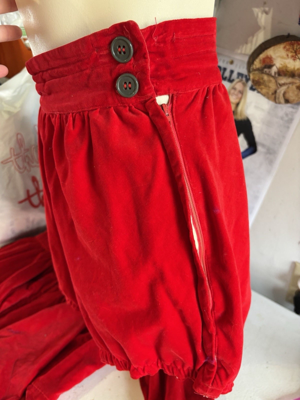 VTG 50s MAJORETTE PARADE COSTUME SKIRT BLOOMERS JACKET Red Velvet Tails B32 W24