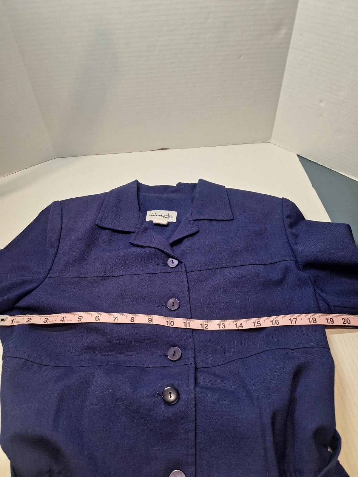 Vintage Henry Lee 2 Piece Skirt Suit, Woman’s 12, Polyester Blend, Navy Blue
