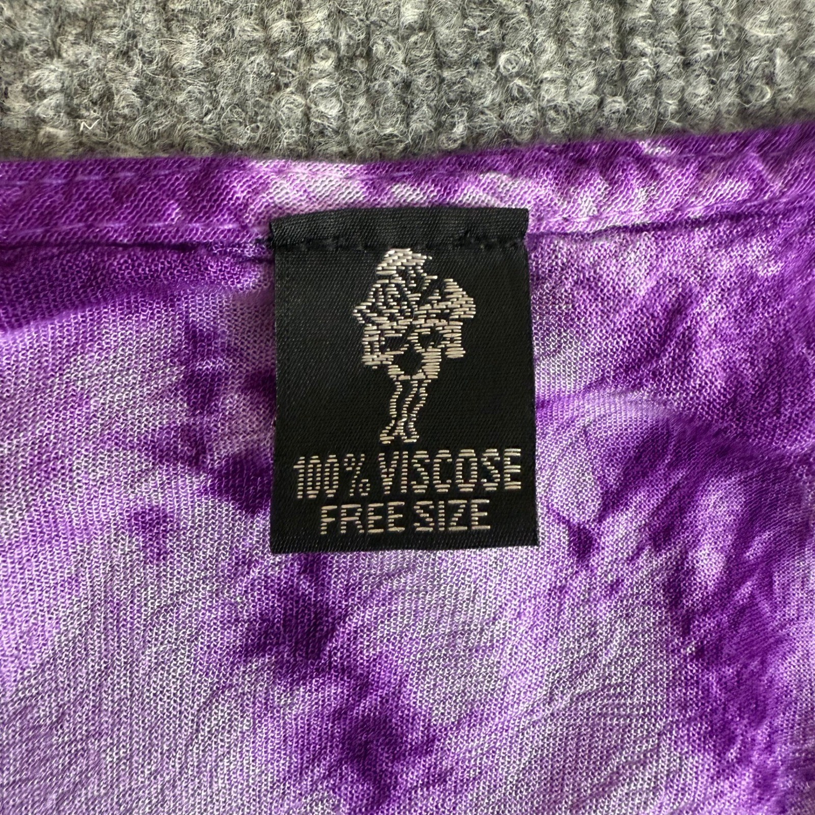 Boutique Purple Tie Dye Floral Print Handkerchief Hem Viscose Boho Hippie Dress