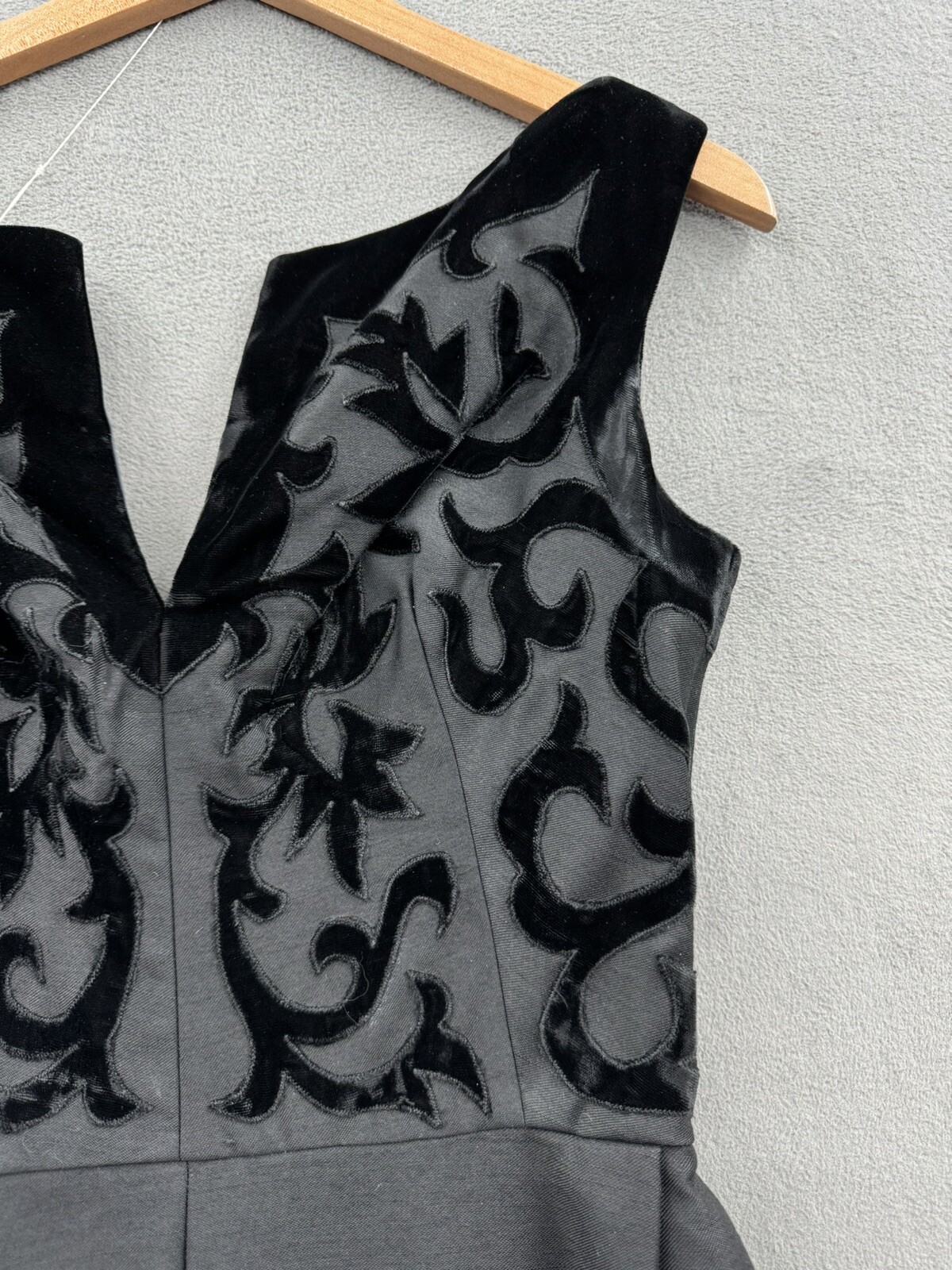 VTG 50’s 60’s Women’s Black & Velvet Wool Evening Dress Tag See Measurements