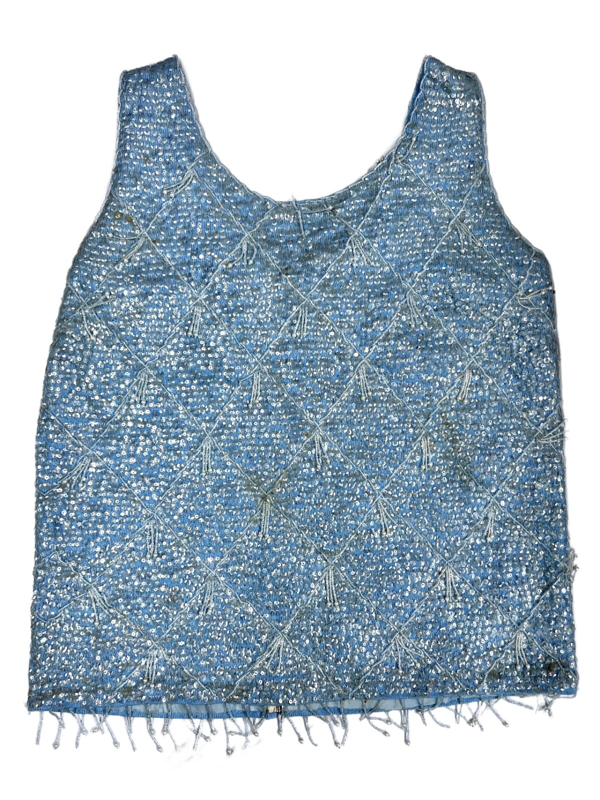 VTG Womens Shell Top Sleeveless Sequin Sweater Shimmy 60s Beaded Various Colors