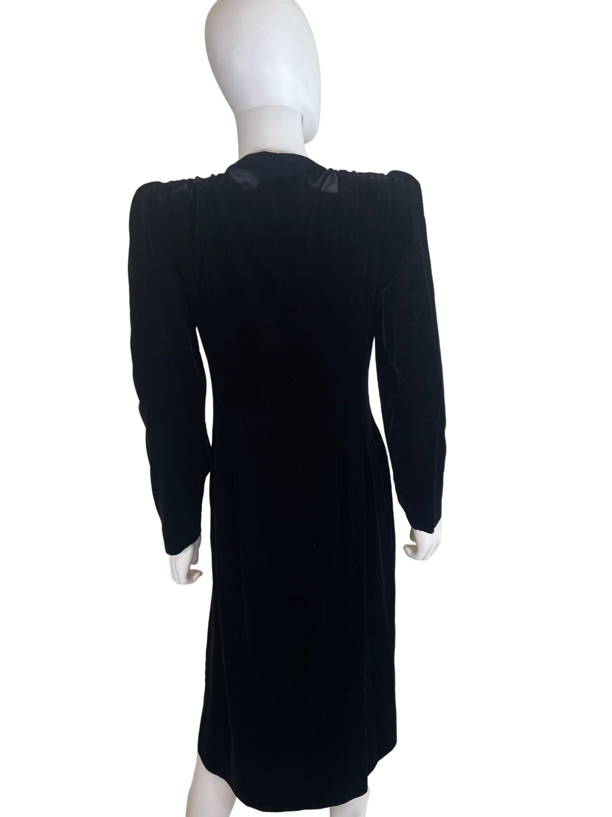 VTG Albert Nipon EXECUTIVE 80’s Black Velvet Coat Dress DYNASTY Alexis Jeweled 6