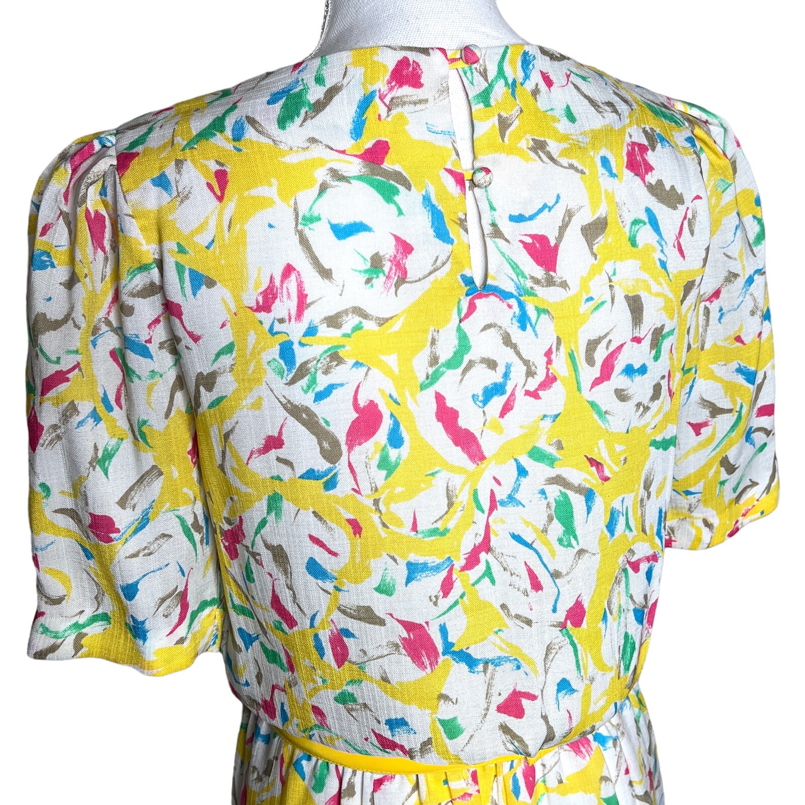 Vtg L Rothschild San Francisco Blouson Maxi Dress Yellow Pastel Floral Size 10?