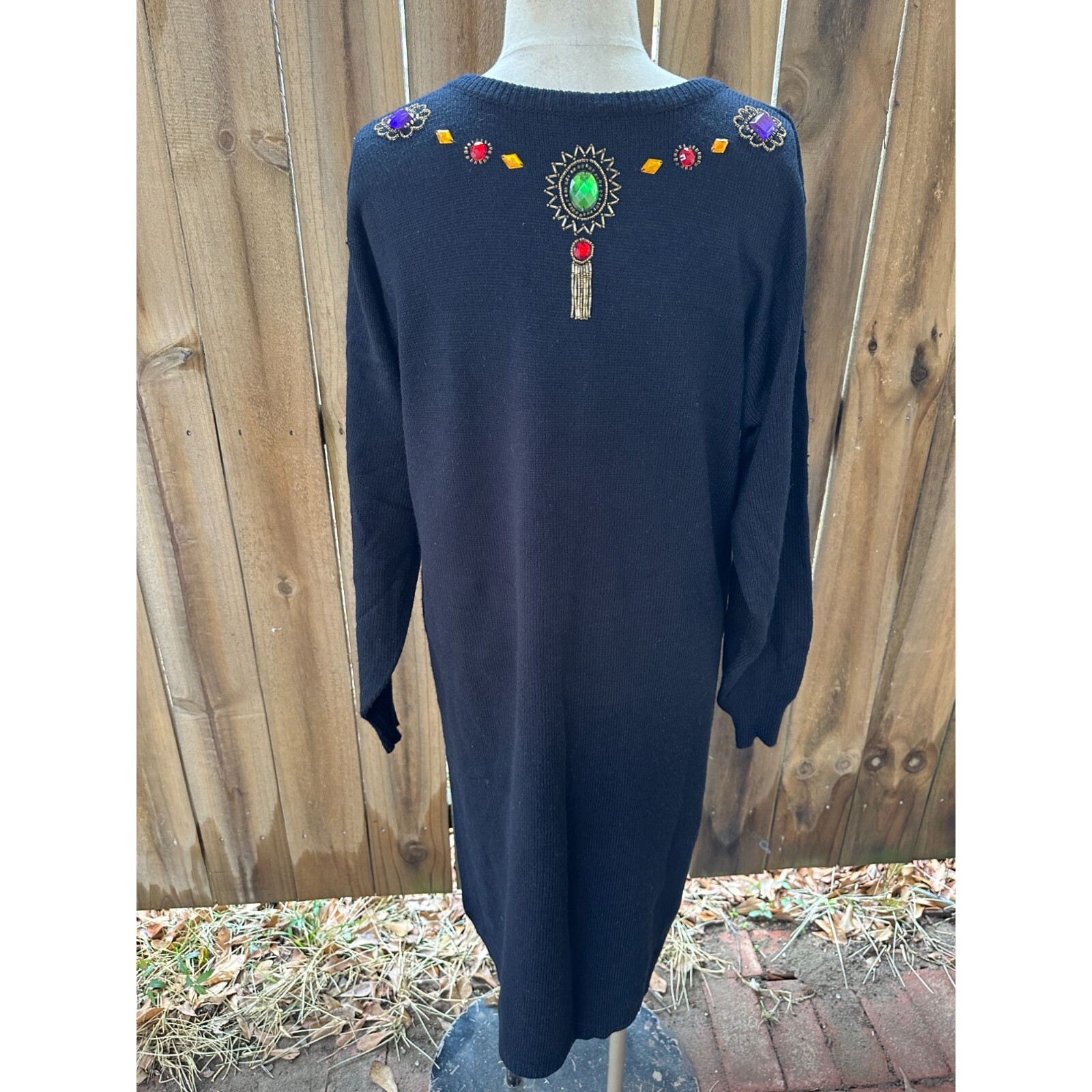 Vintage 80s PLAIN JANE by Sweet Baby Jane Embellished Jeweled Sweater DRESS L