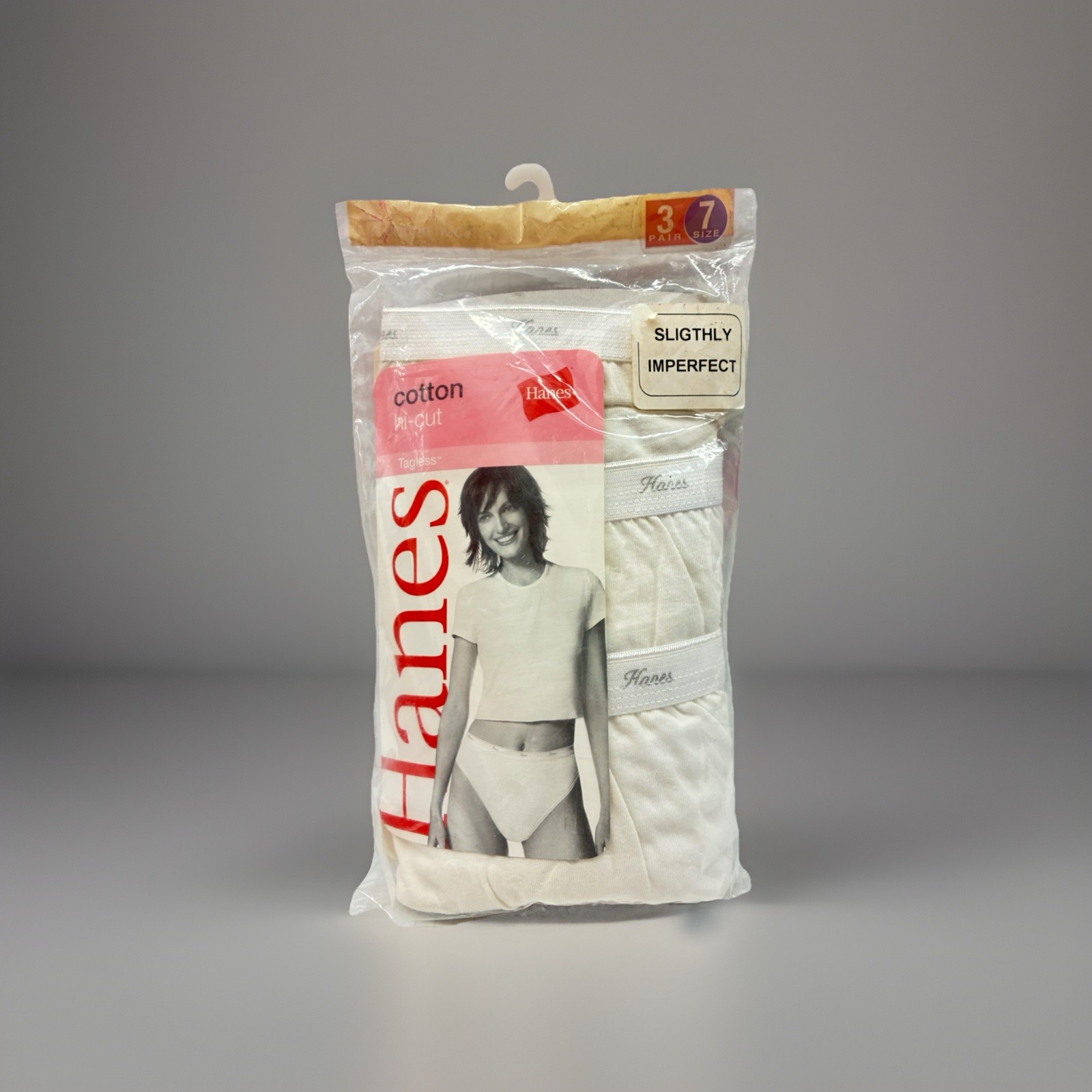 NOS Vtg Hanes Her Way Cotton Hi Cut White Panties 3 Pack Size 7 Tagless 2005