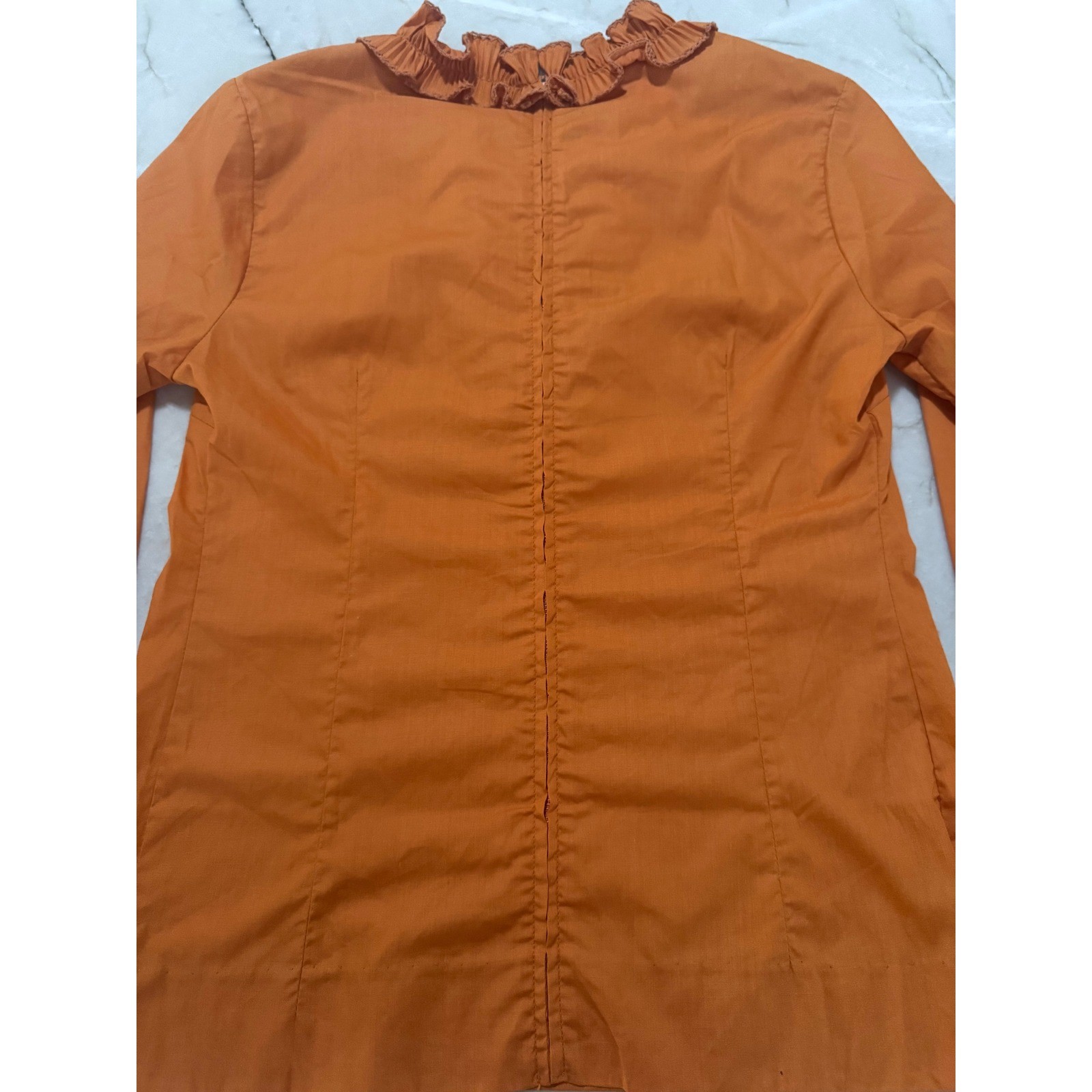 Vintage 70s H Bar C California Ranchwear Rust Tuxedo Ruffle Western Shirt Sz 32