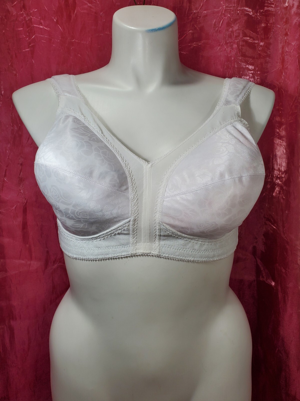 Playtex Silky Satin Bra Women’s Size 38D White Lace Sexy Sissy Pin-up Y2K