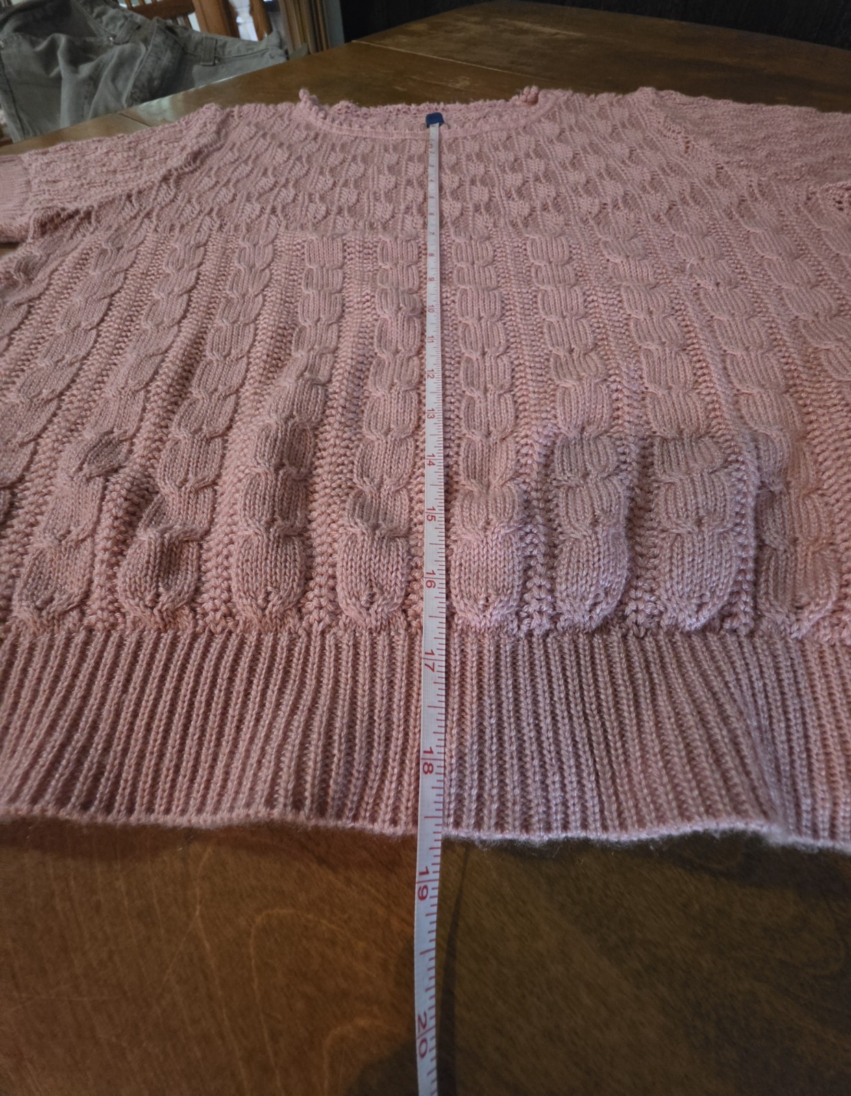 VTG 70s Pink Pointelle Cable Knit Short Sleeve Sweater Crop Ribbed Unbranded M