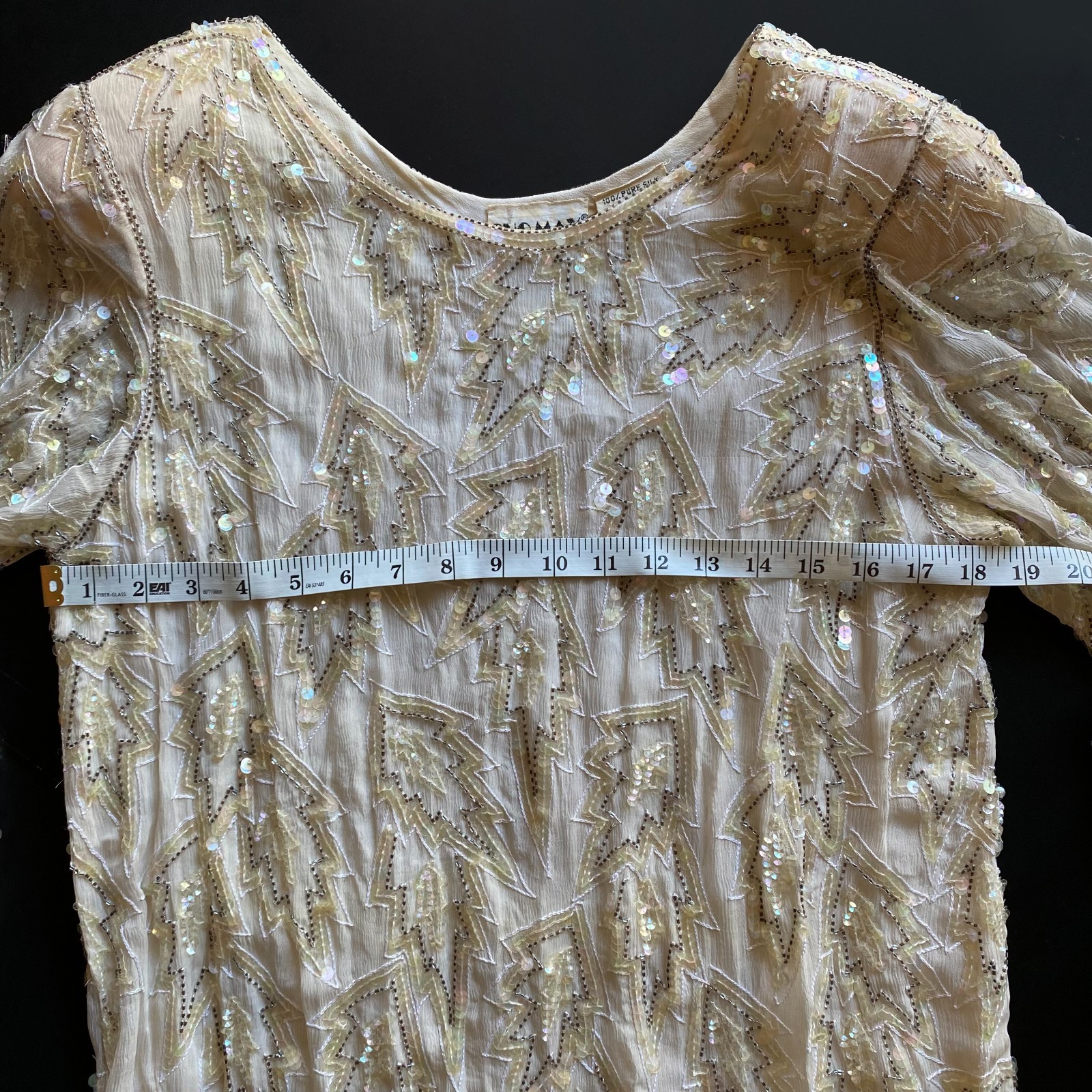 Vintage 1980s Shomax Hand-Beaded Silk Dress Size M Cocktail Party Evening Wear