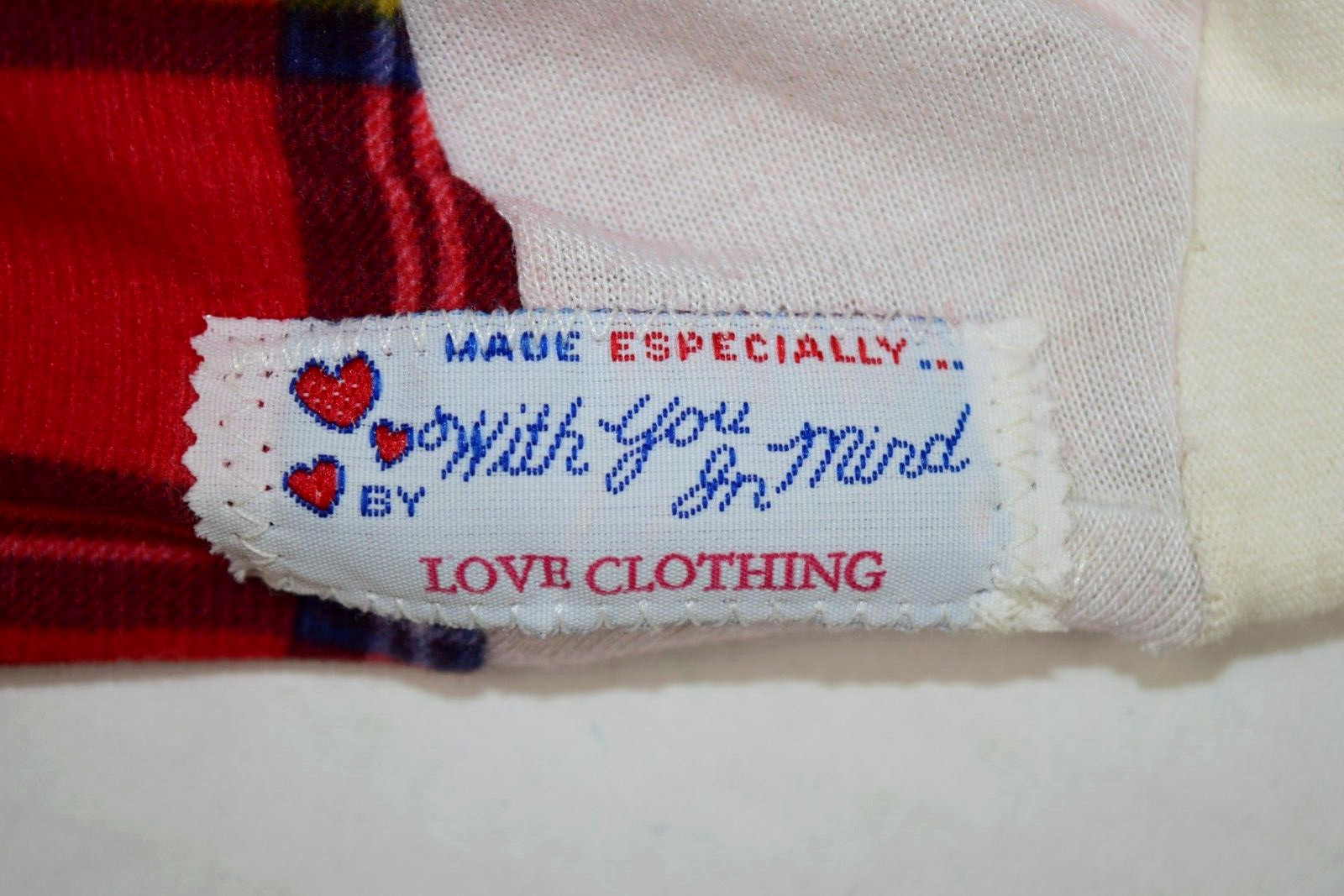 Vintage Mickey Mouse Shirt Love Clothing Size S 90s Plaid Drawstring Handmade