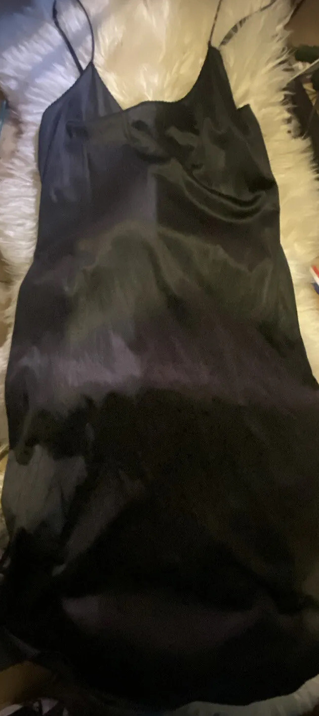 vasarette dress slip black size 38 made in usa 100% Nylon Y2K
