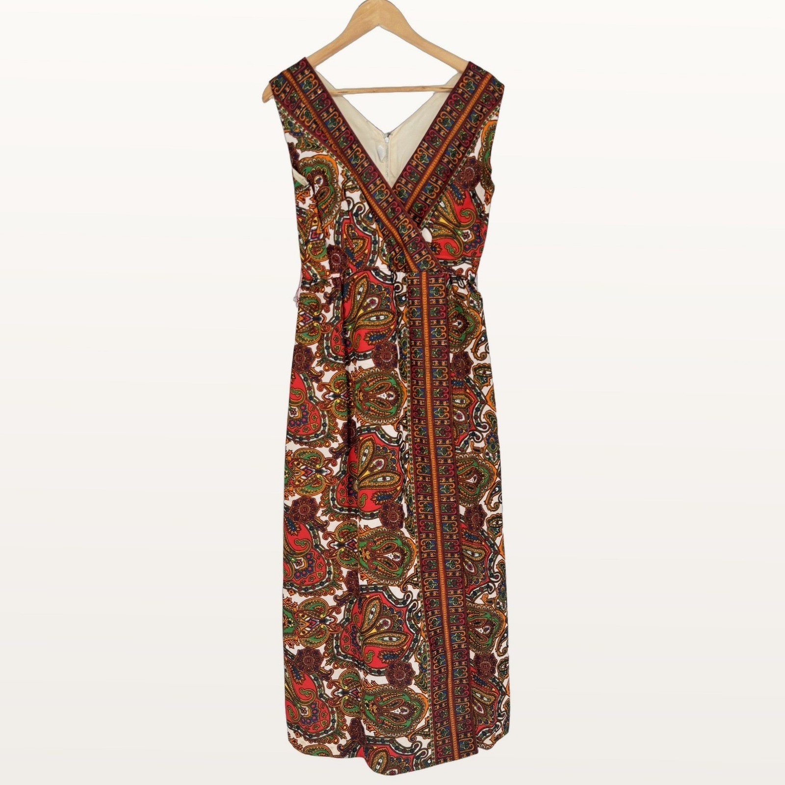 Vintage 70s Paisley Faux Wrap Jumpsuit 12 Psychedelic Boho Hippie Festival