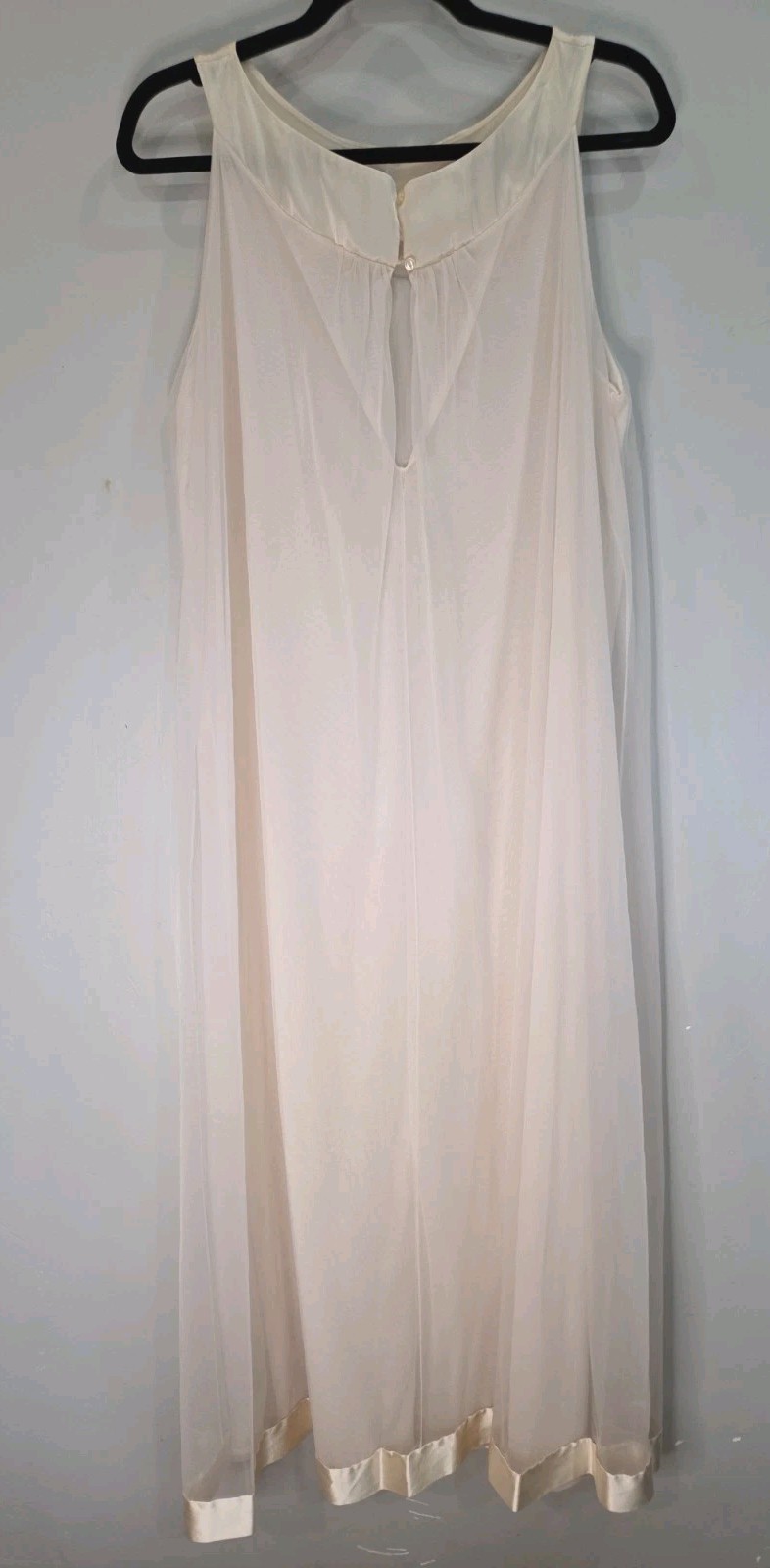 60s Gossard Artemis Butter Cream Nylon Chiffon Sheer Swing Nightgown Chemise