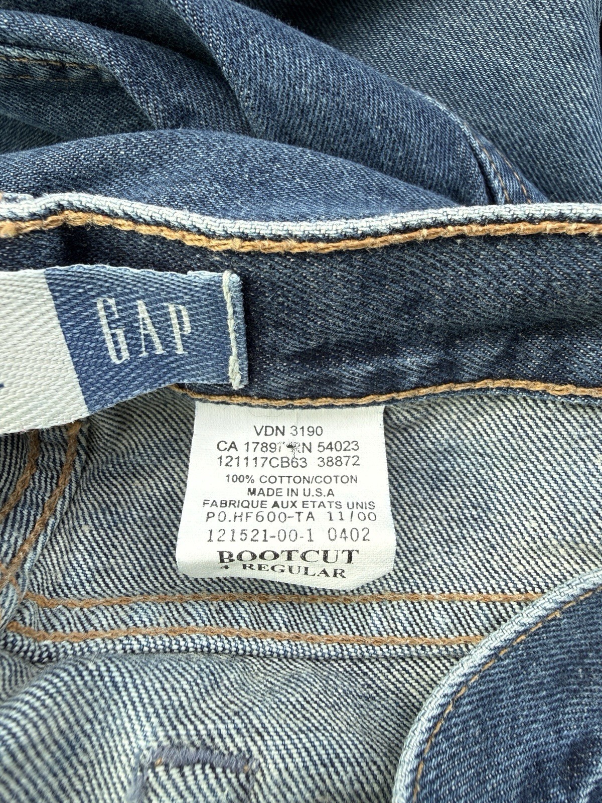 Vintage Gap Made in USA Y2K Bootcut Jeans 11/00 Button Fly 28×29 Size 4 Denim