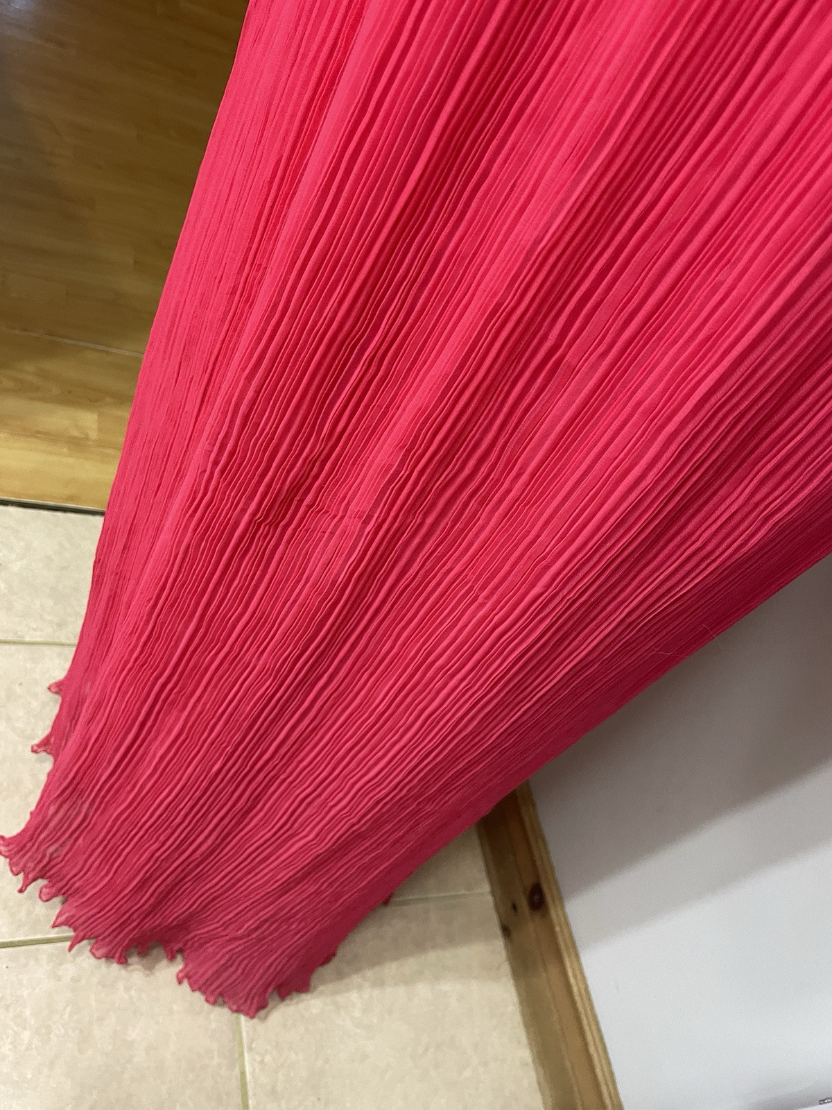 Vintage 70s Anthony Muto Accordion Pleat Evening Poly Chiffon Cape Gown Pink S-M