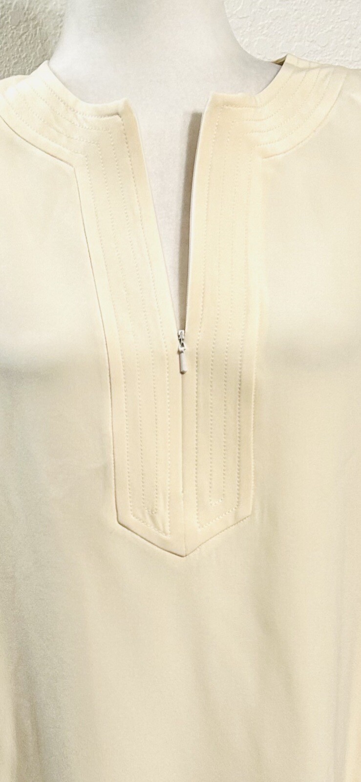 Vtg 90’s NWT Saks Fifth Avenue Ivory 100% Silk Tunic Top Wm Md Real Clothes Line