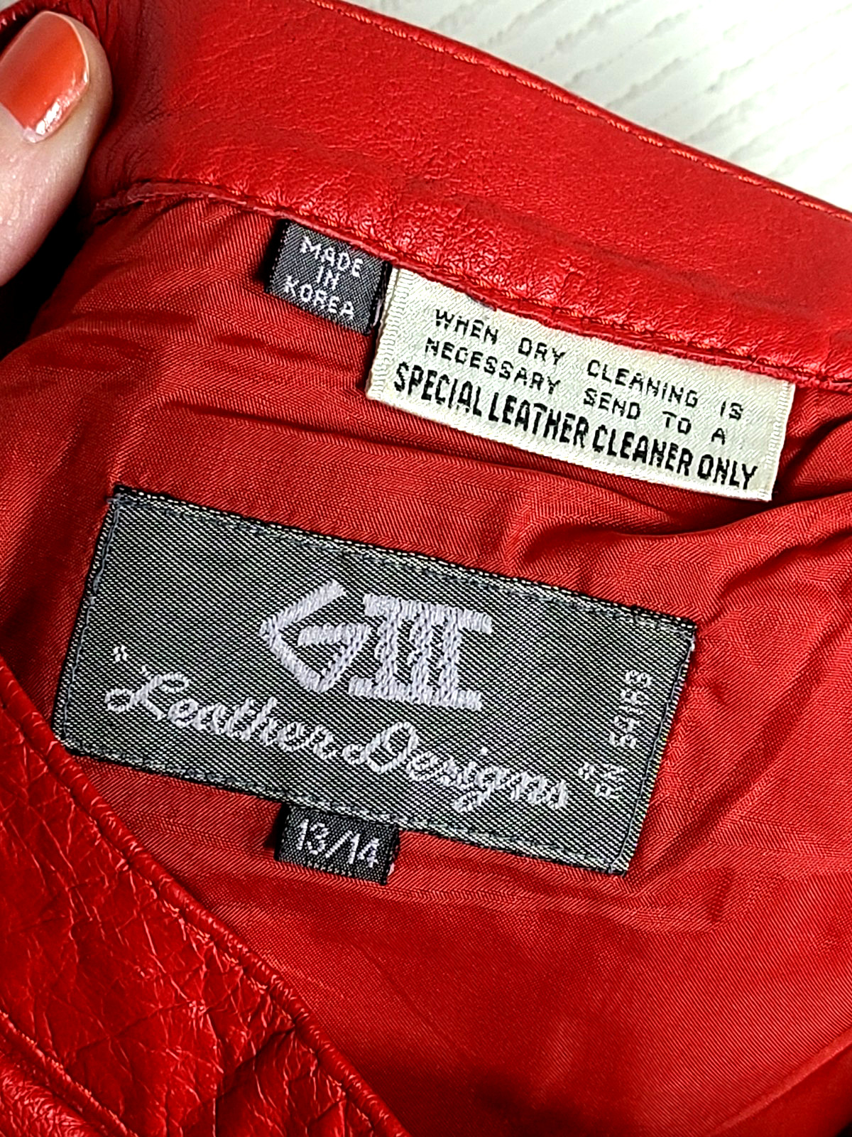 Vtg 80s Red Leather Pants Pleated High Waist 13/14 Mom Jeans Genuine Raw Hem