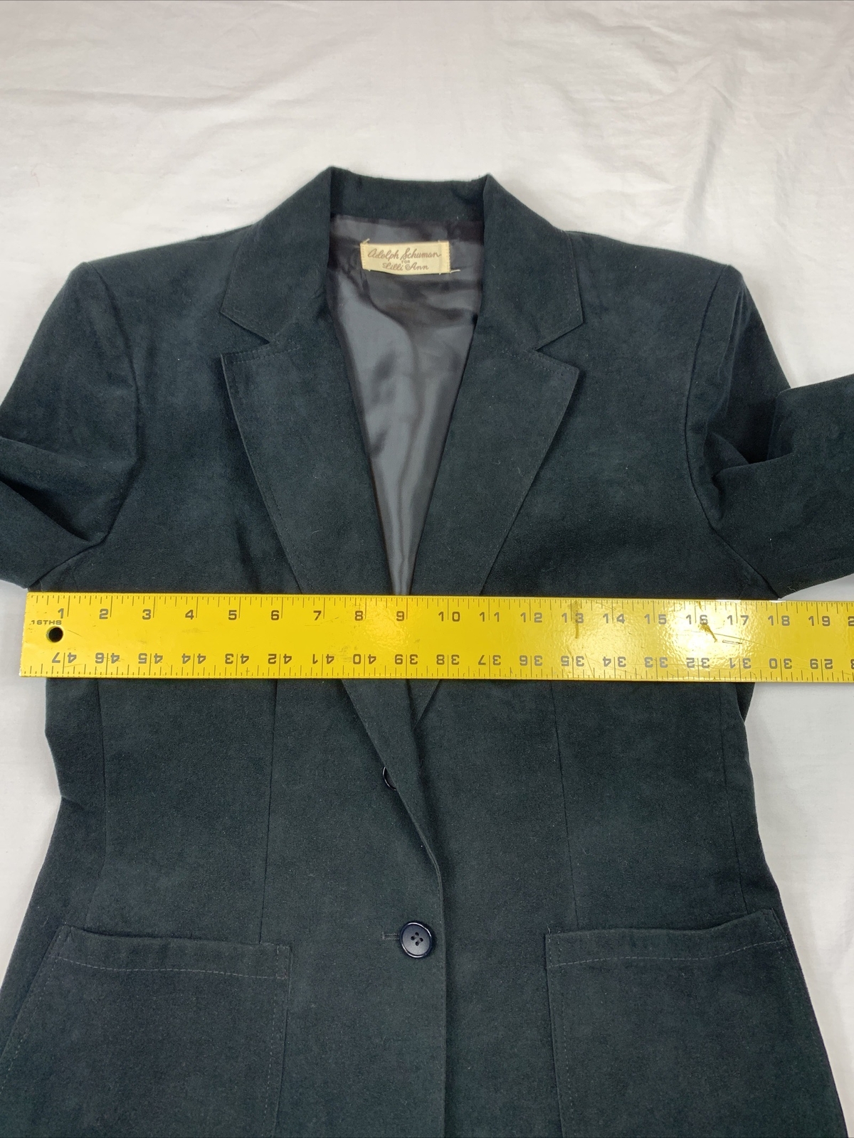 Vintage 80s 90s Adolph Schuman Lilli Ann Womens Ultra Suede Suit Size 10 Black