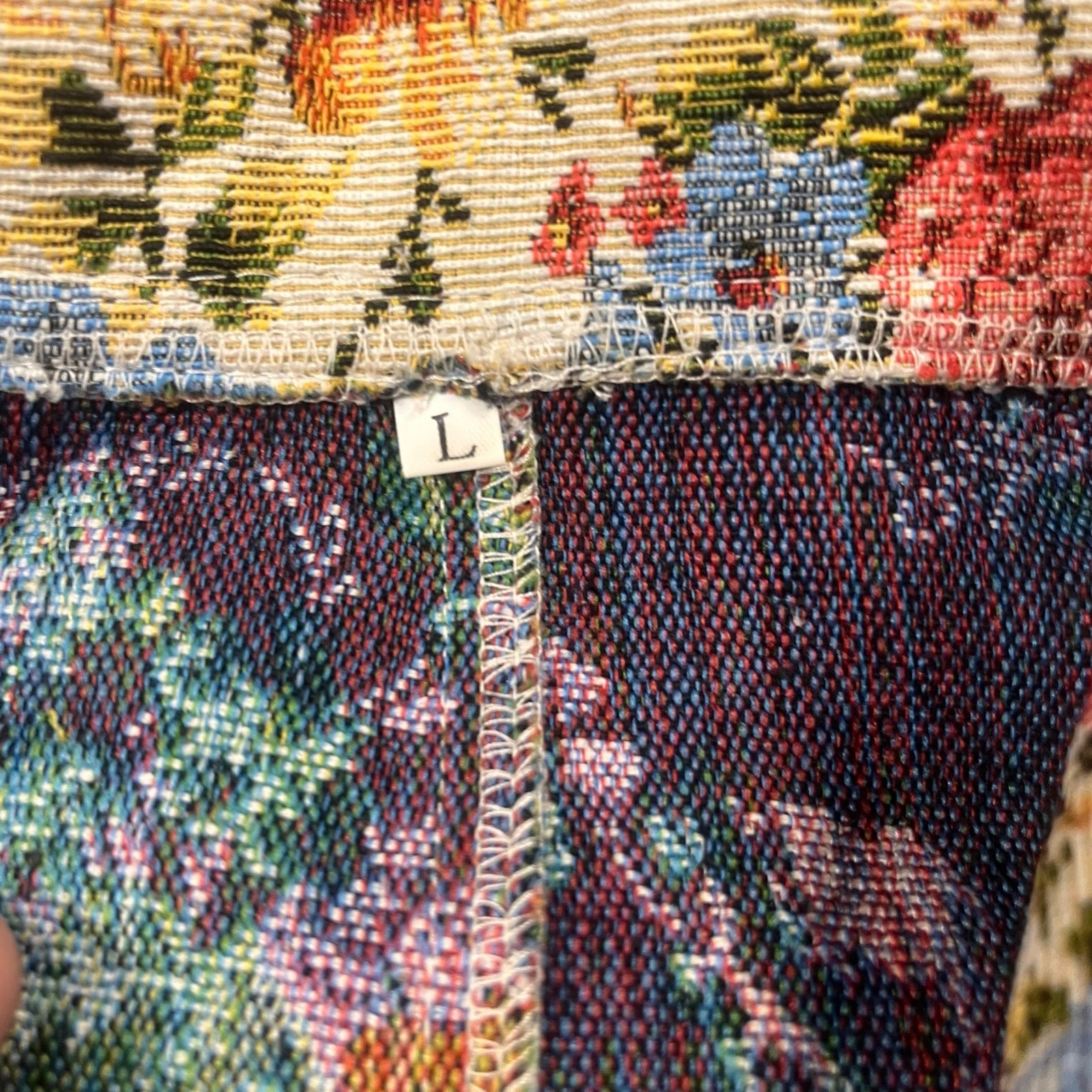 Tapestry Floral Zip Jacket Women’s Large Cottagecore Boho Rose Print Retro