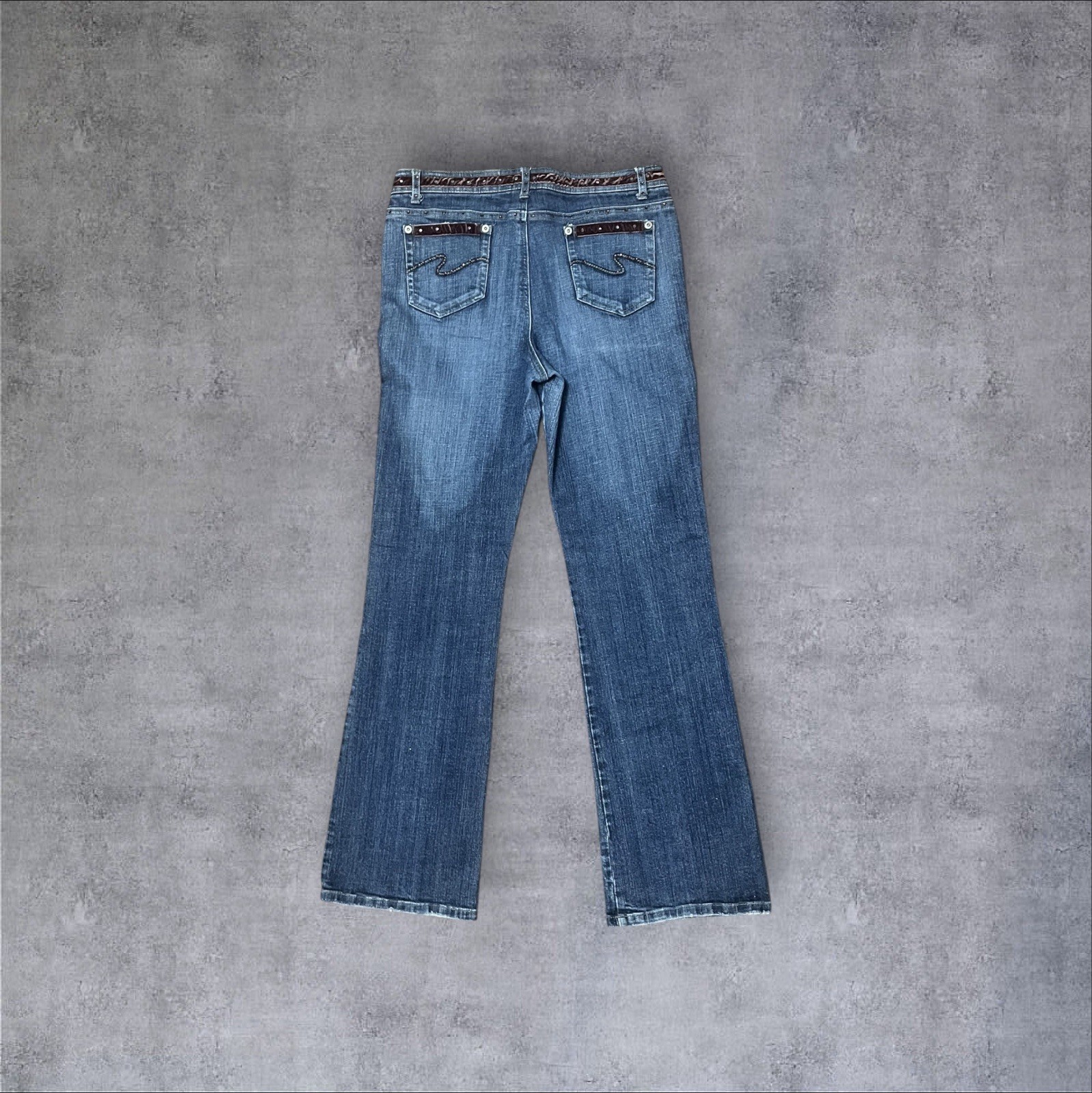 Vintage 2000s y2k Ribbon Low Rise Kick Flare American Exchange Sz 32/12 Jeans