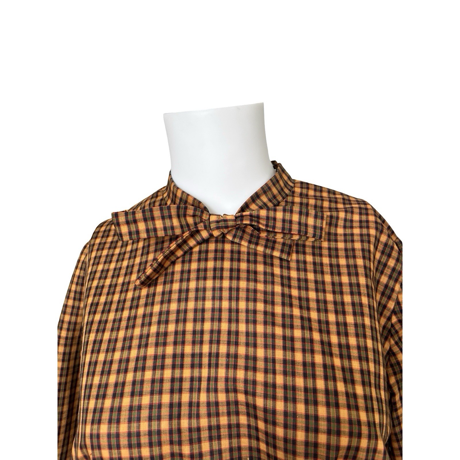 Vintage 60s 70s Martha Manning Orange Plaid Dress Academia Womens Union Made