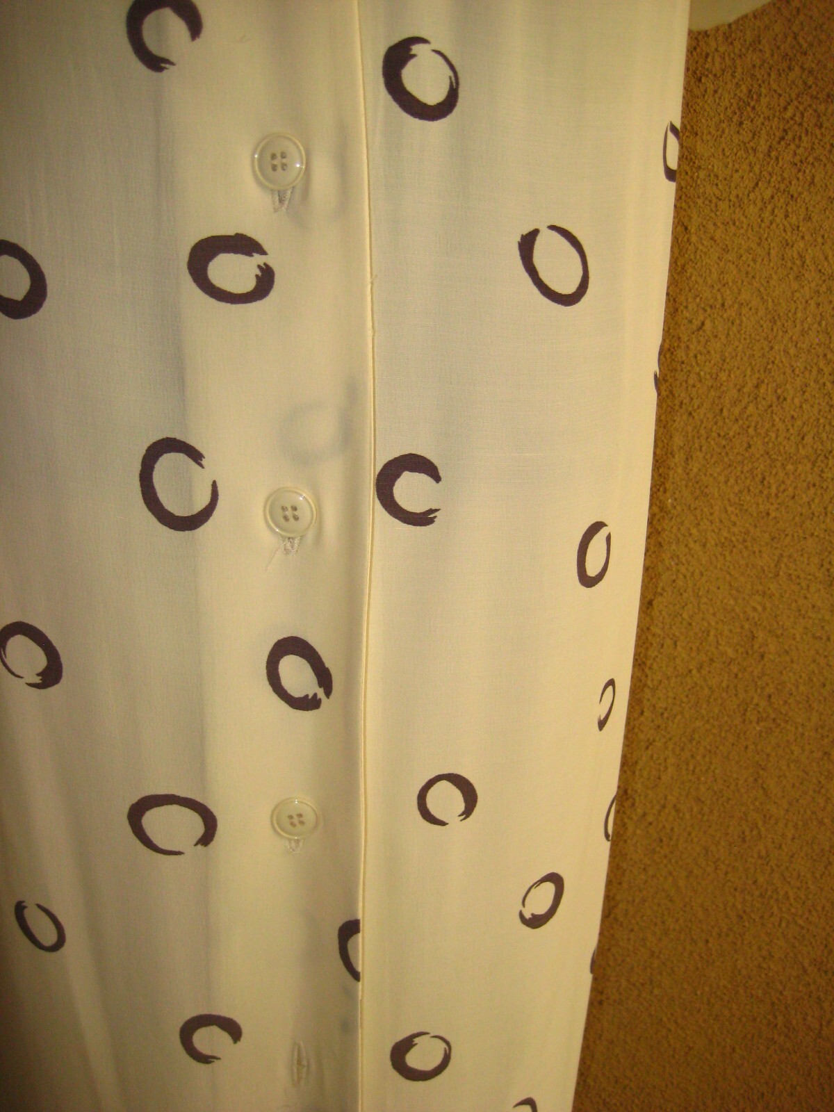 Vintage Warren Z I Magnin 80 cream abstract circles padded shoulder sheath dress