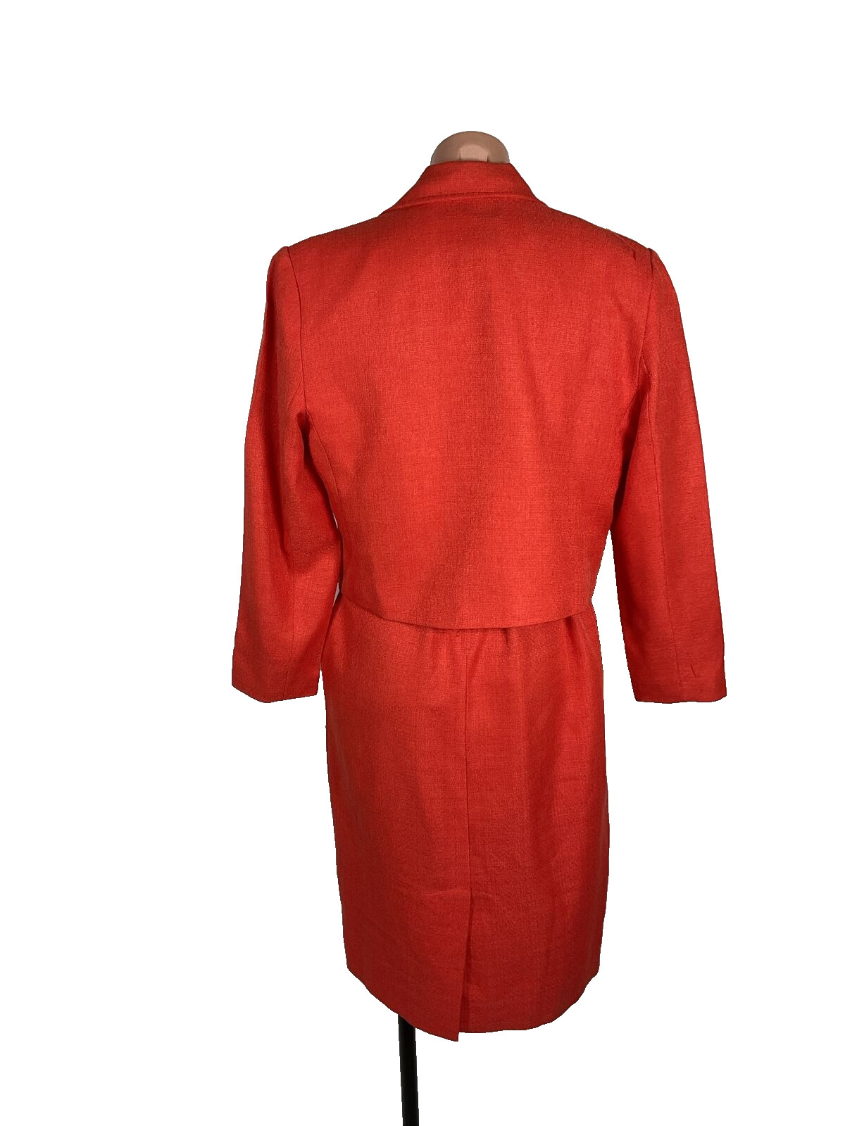 Henry Lee Dress Suit Sz 8 Petite, Coral Orange, made in USA, vintage 90’s Belted