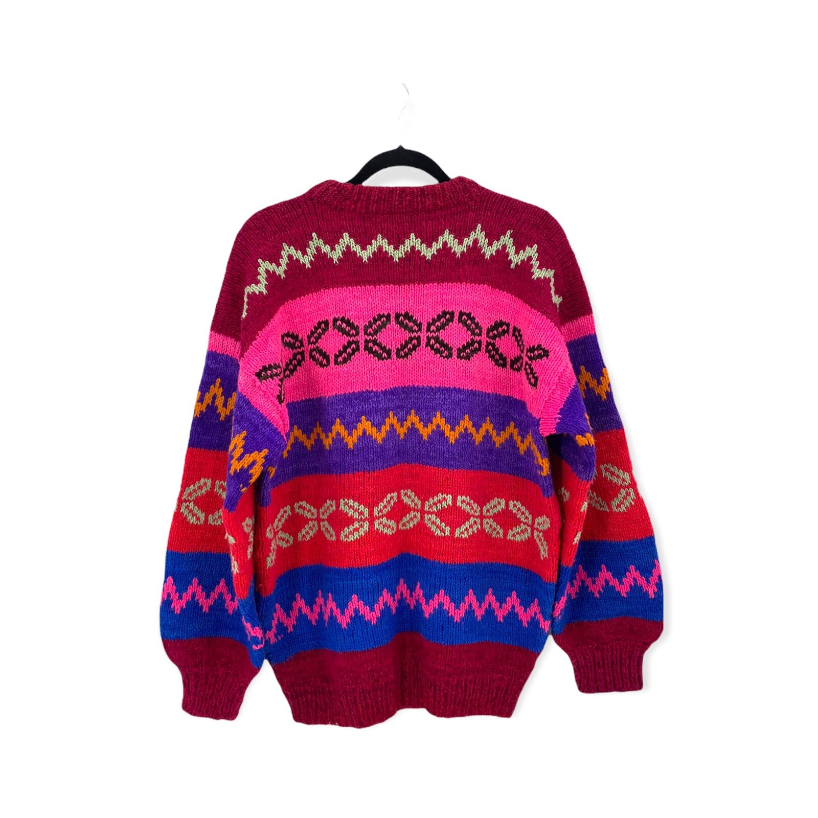 vintage chunky hand knit wool sweater grunge harry styles sz L bolivia ooak boho