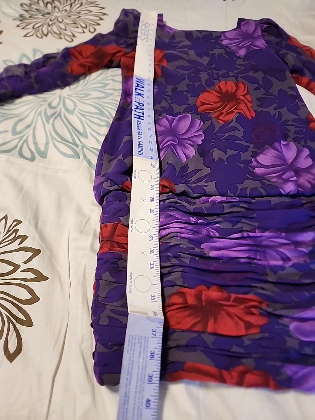 Vintage Jayna New York Floral Design Purple/Red/Green Zipper Back And Sleeves