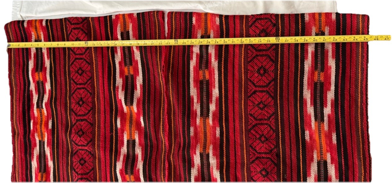Vtg South American Boho Poncho Red Striped Geometric Acrylic Cotton Blend OS
