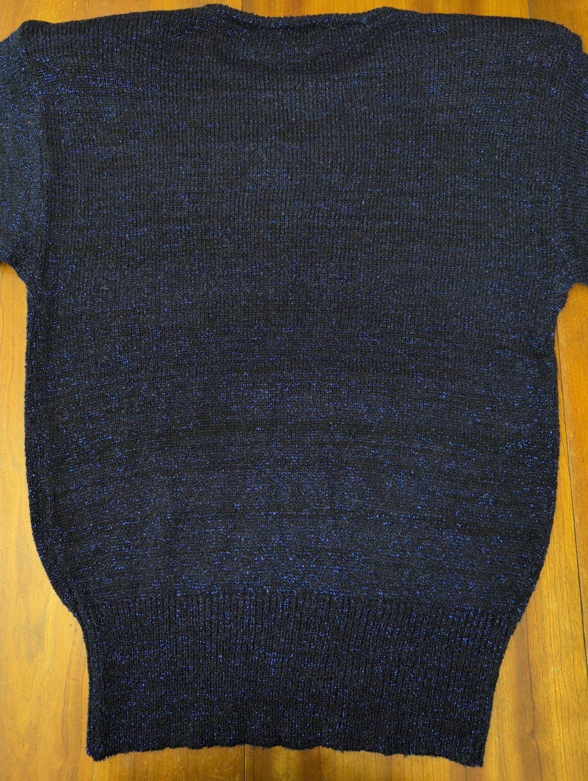 Vintage NEW Mariea Kim Sweater M Metallic Blue Beaded Embellished Artsy 80s 90s