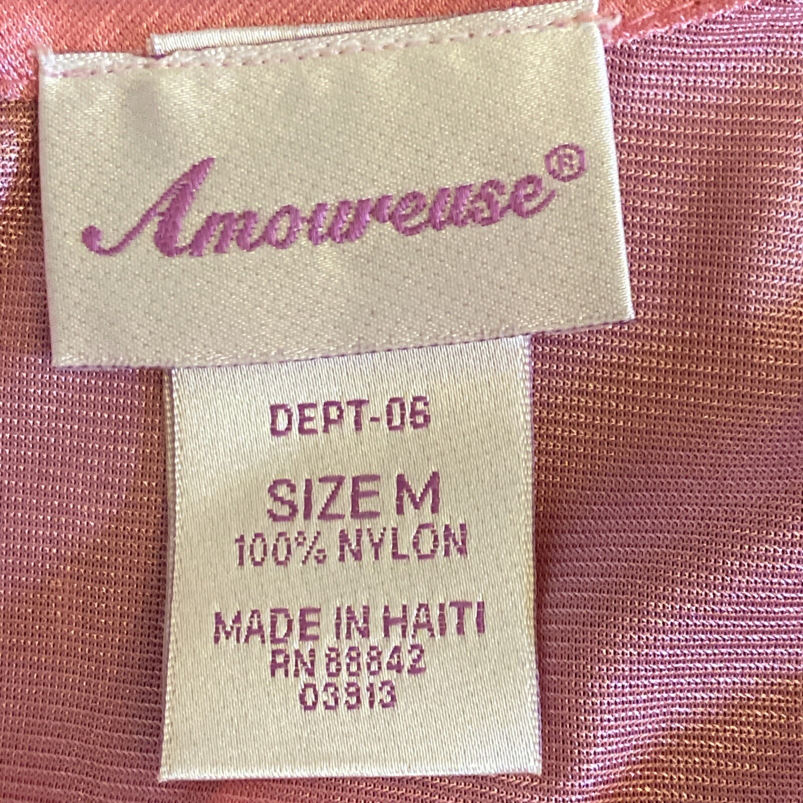 Vtg. Amoureuse Peignoir Set Pink Nightgown/Robe Size Medium Nylon