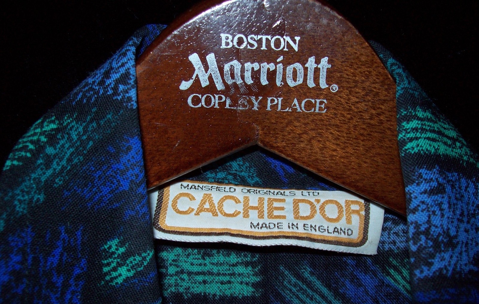 CACHE D’OR English MOD Couture Vintage Blue & Green Geometric Wool Blouse