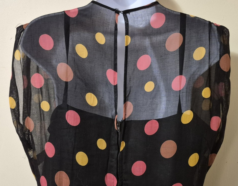 Brielle Creations Original Vintage 50s Dress Polkadots Over Satin Full Skirt