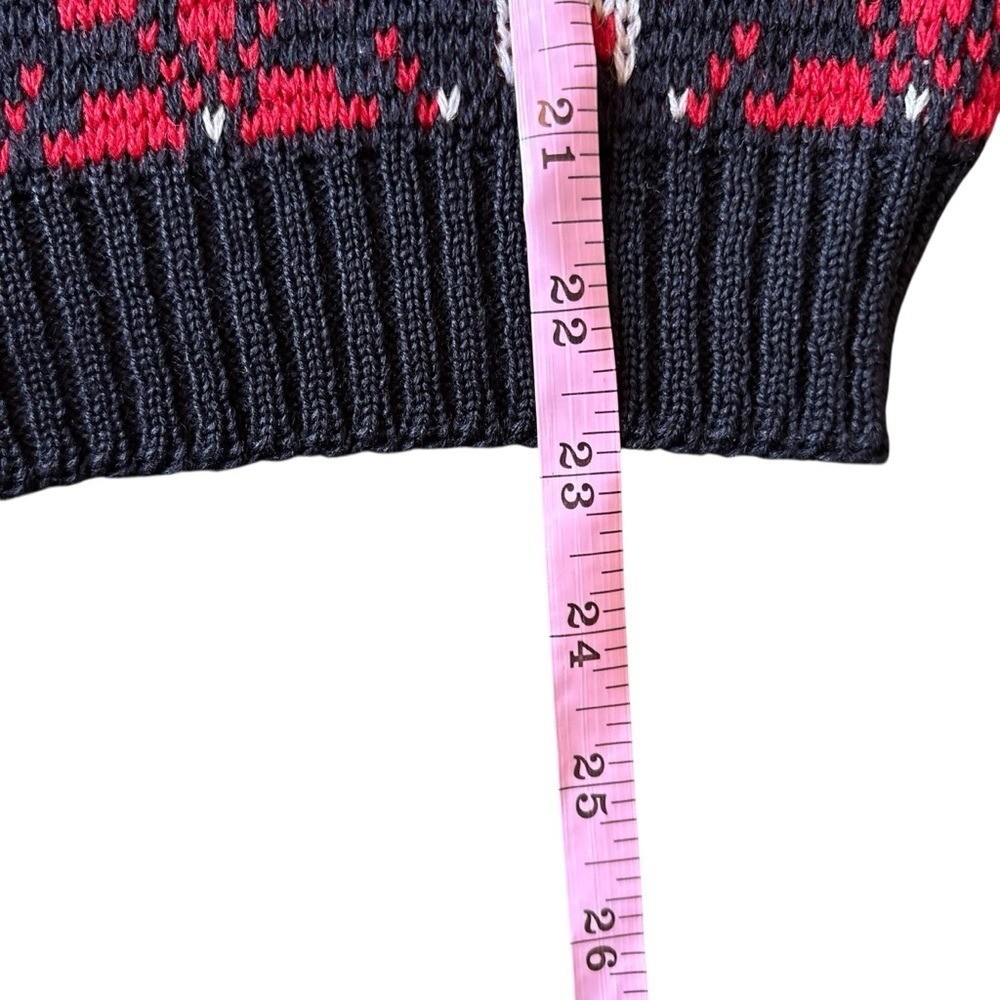 Jersild Cardigan Sweater Womens Medium Red Black Wool Fair Isle Vintage Nordic