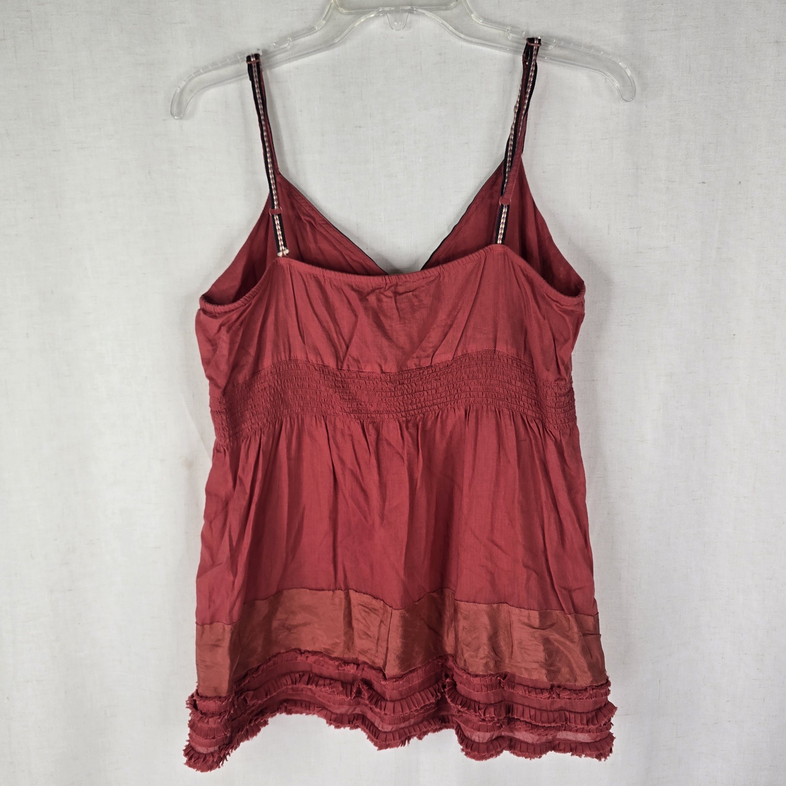 Old Navy Womens Large Spaghetti Strap Y2k Babydoll Terracotta Red Vneck Vintage