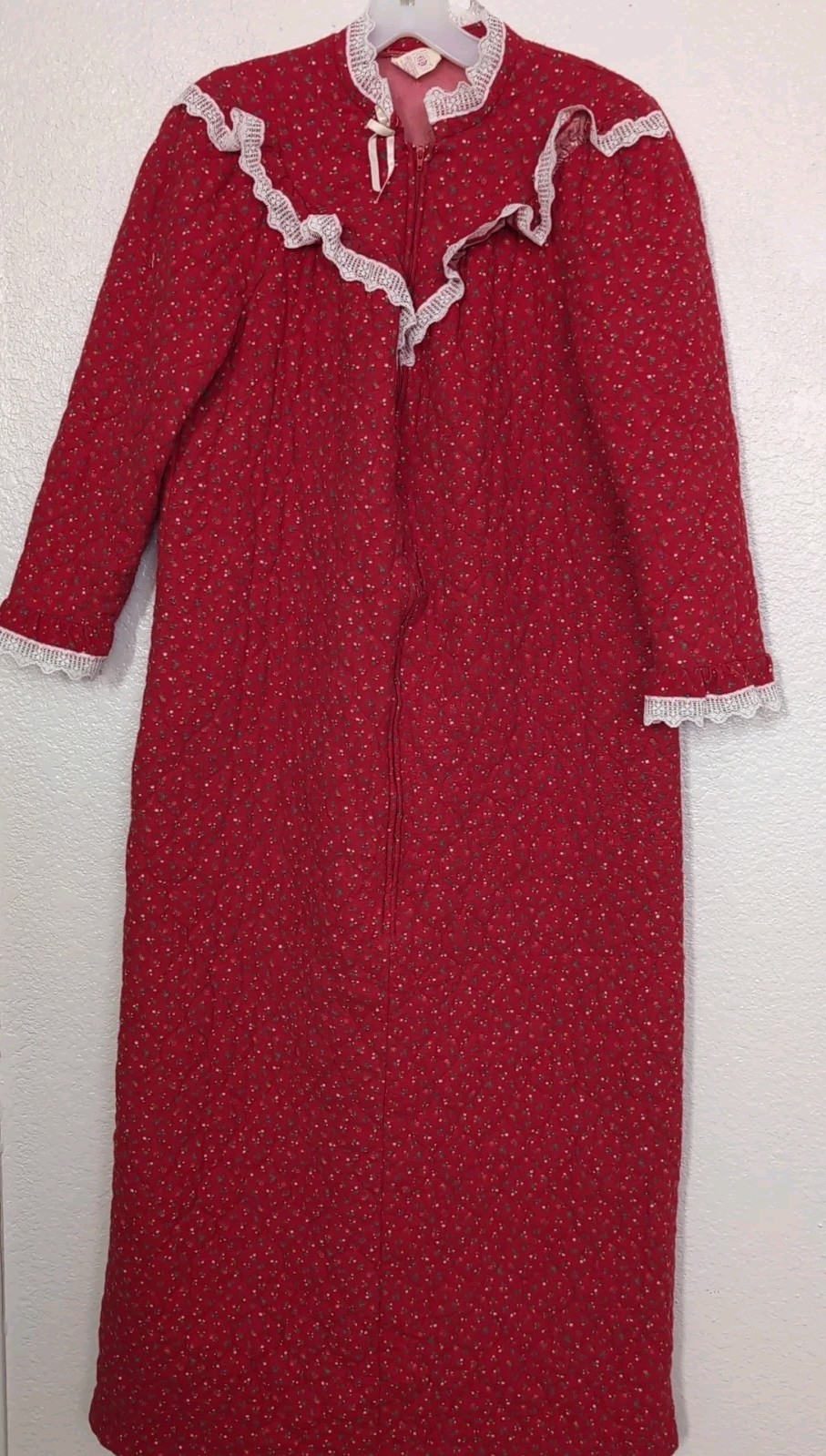 Vintage Jennifer Dale Quilted Robe HouseCoat Zip Nightgown Size Large Union Made